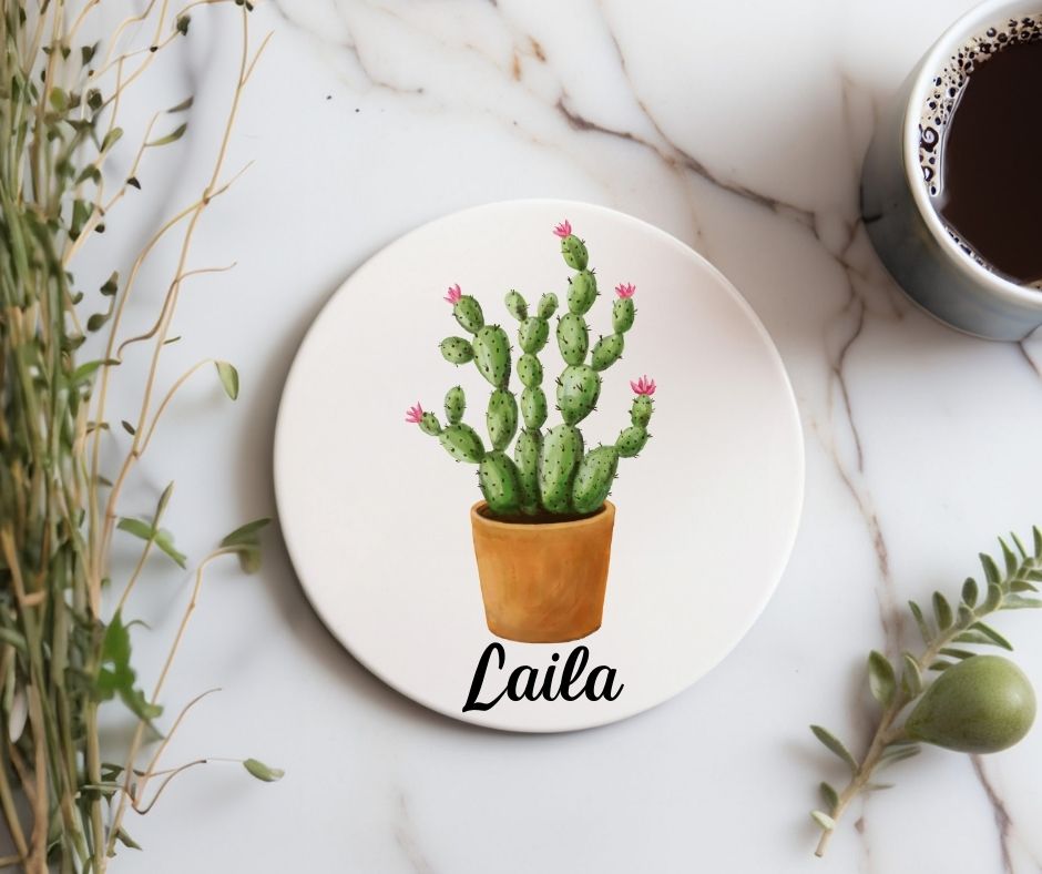 Cactus Ceramic Coaster - MerikaArt