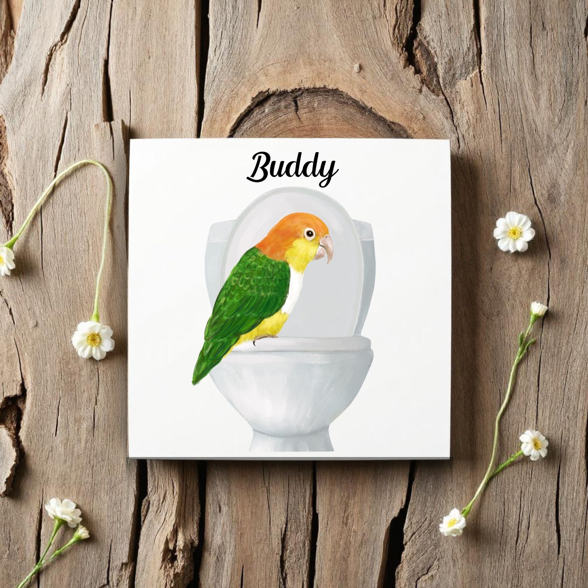 Caique Parrot Toilet Humor Ceramic Tile – Quirky Bird Lover Decor - MerikaArt