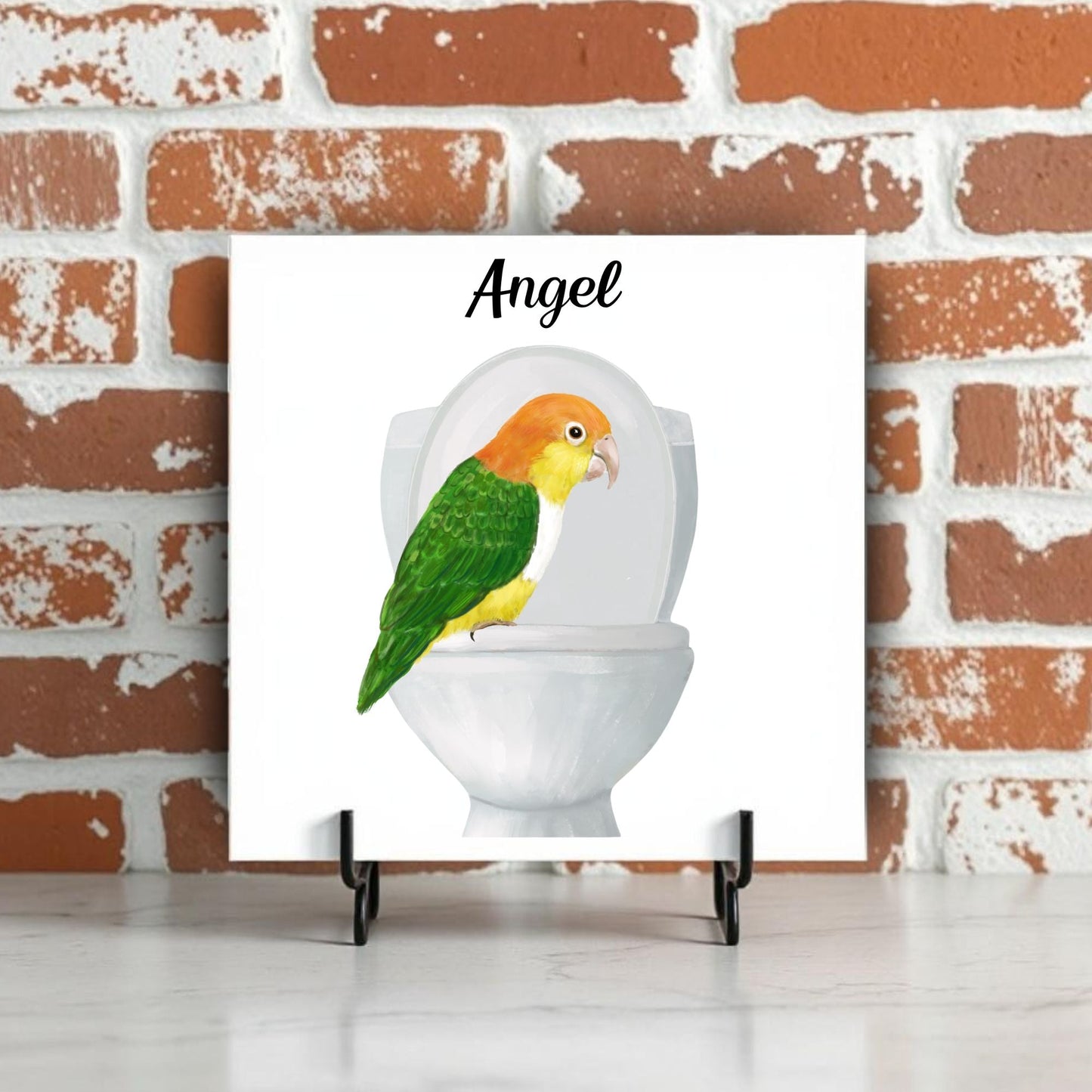 Caique Parrot Toilet Humor Ceramic Tile – Quirky Bird Lover Decor - MerikaArt