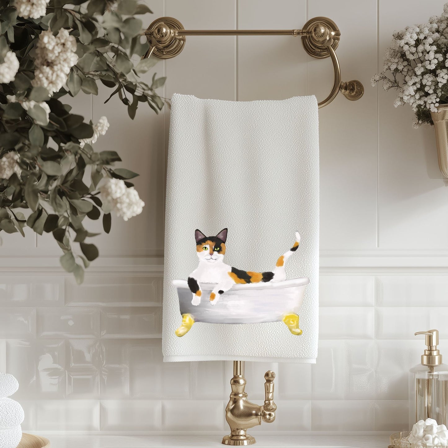Calico Cat Bathtub Towel - MerikaArt
