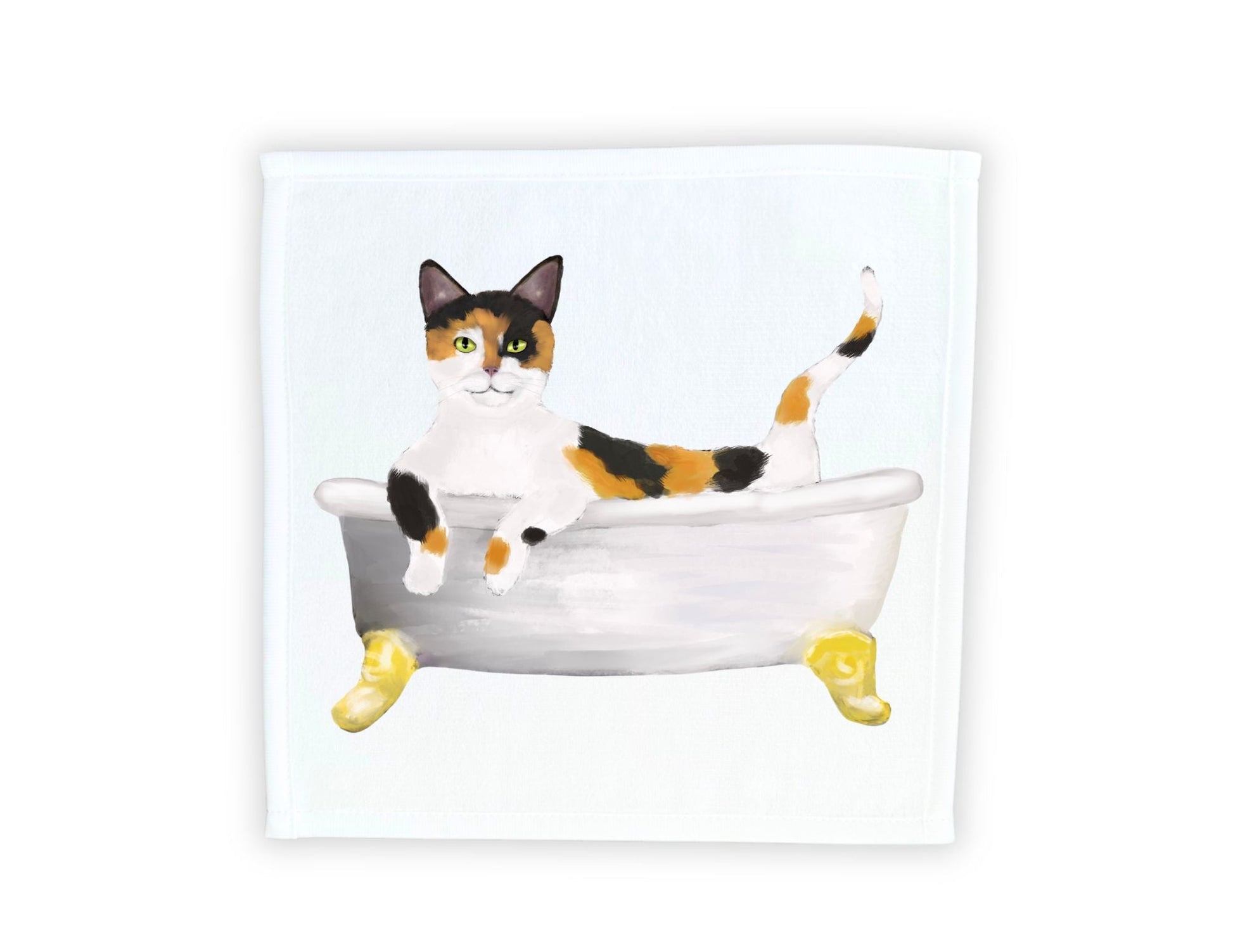 Calico Cat in Bathtub Washcloth – A Whimsical Gift for Cat Lovers - MerikaArt