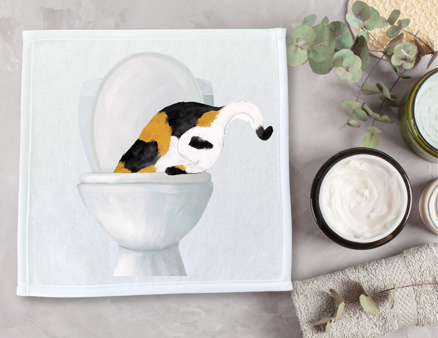 Calico Cat Toilet Washcloth – A Quirky Gift for Cat Lovers - MerikaArt