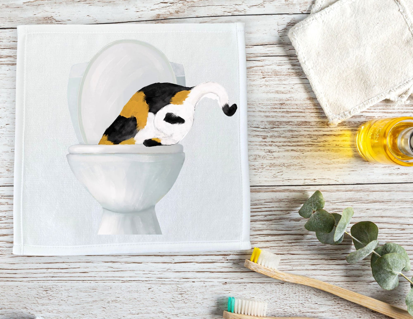 Calico Cat Toilet Washcloth – A Quirky Gift for Cat Lovers - MerikaArt