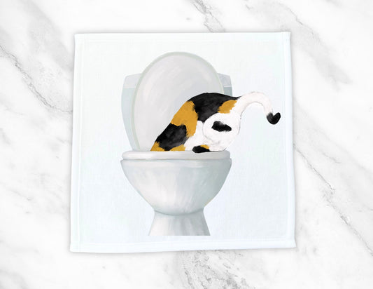 Calico Cat Toilet Washcloth – A Quirky Gift for Cat Lovers - MerikaArt