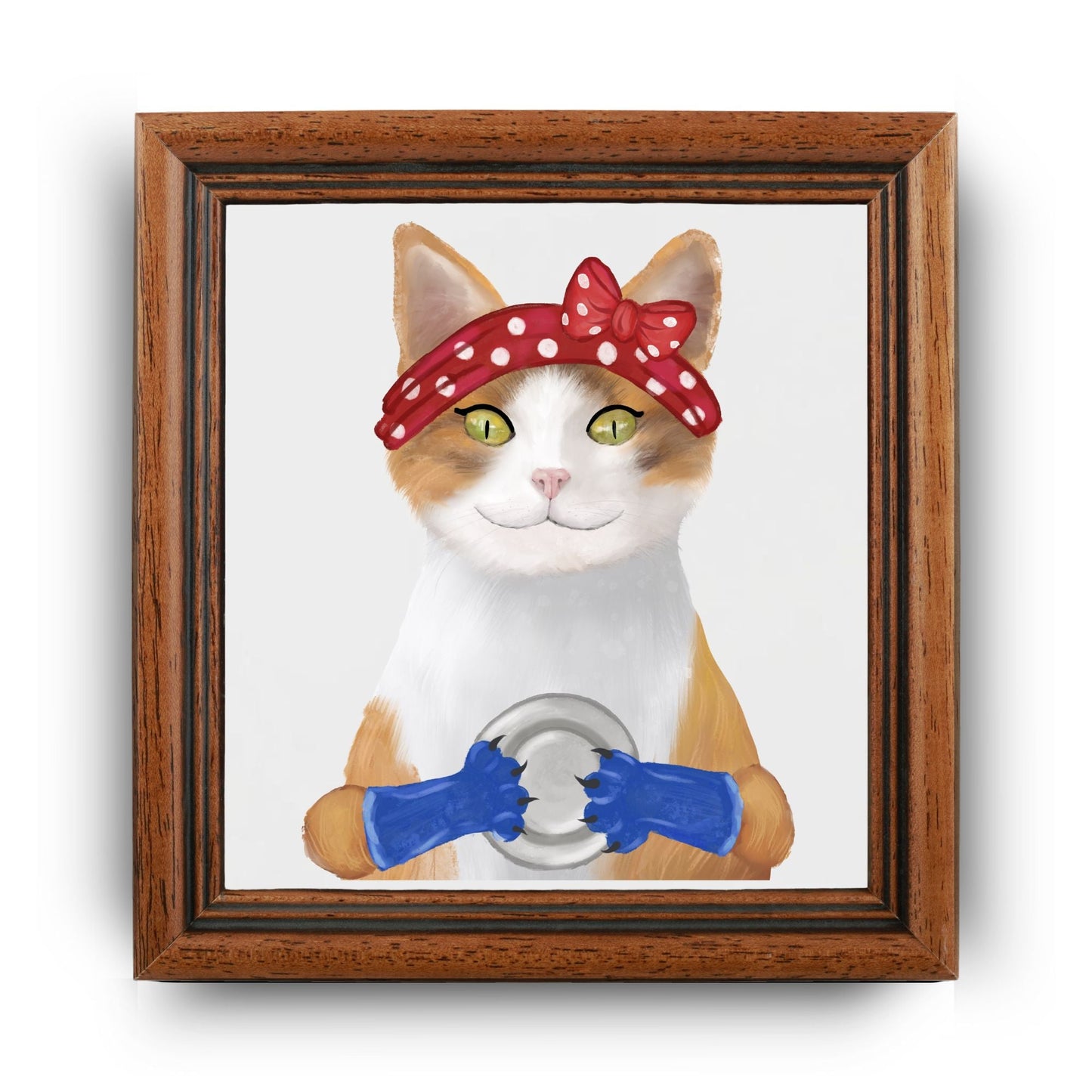 Calico Dishwashing Cat Ceramic Tile - MerikaArt