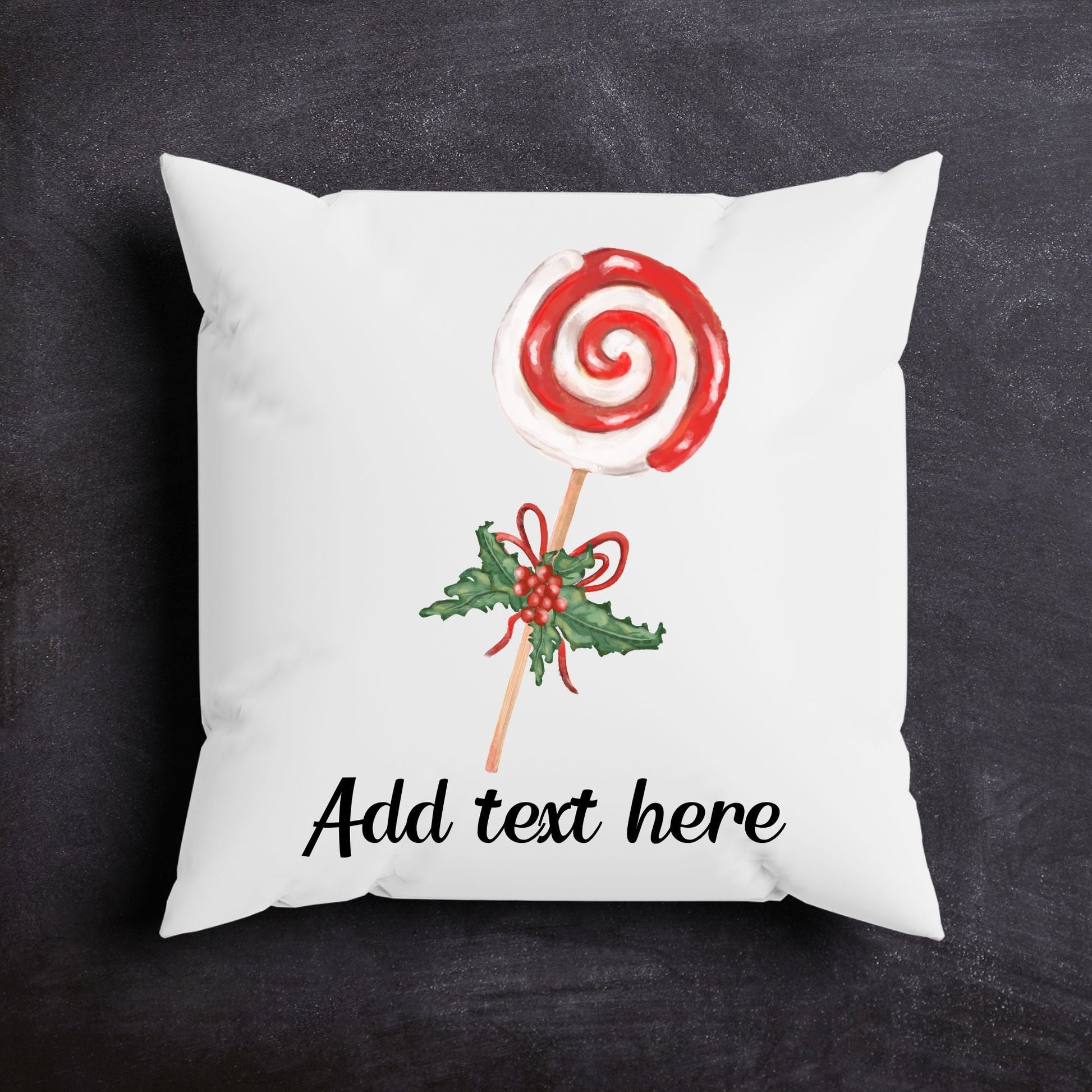 Candy Cane Lollipop Pillow - Sweet and Festive Holiday Decor - MerikaArt