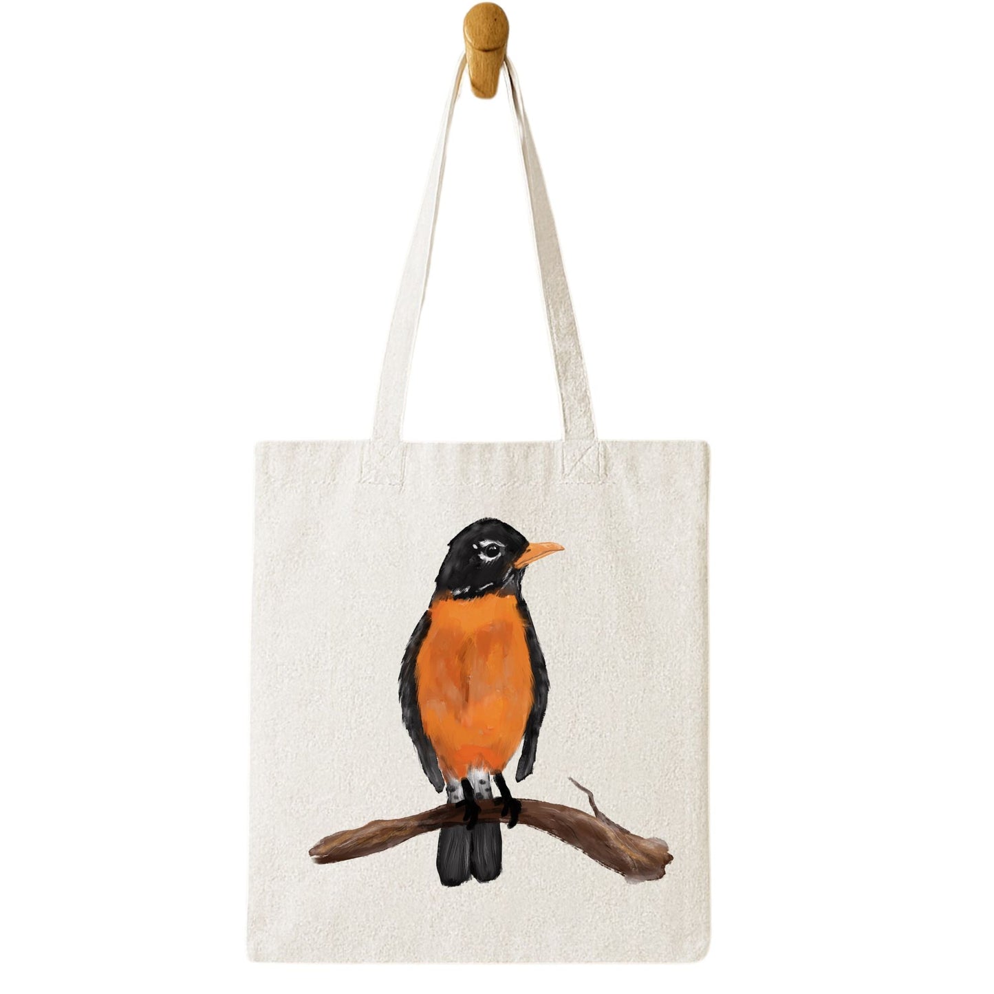 Canvas Tote Bag with American Robin Artwork - MerikaArt