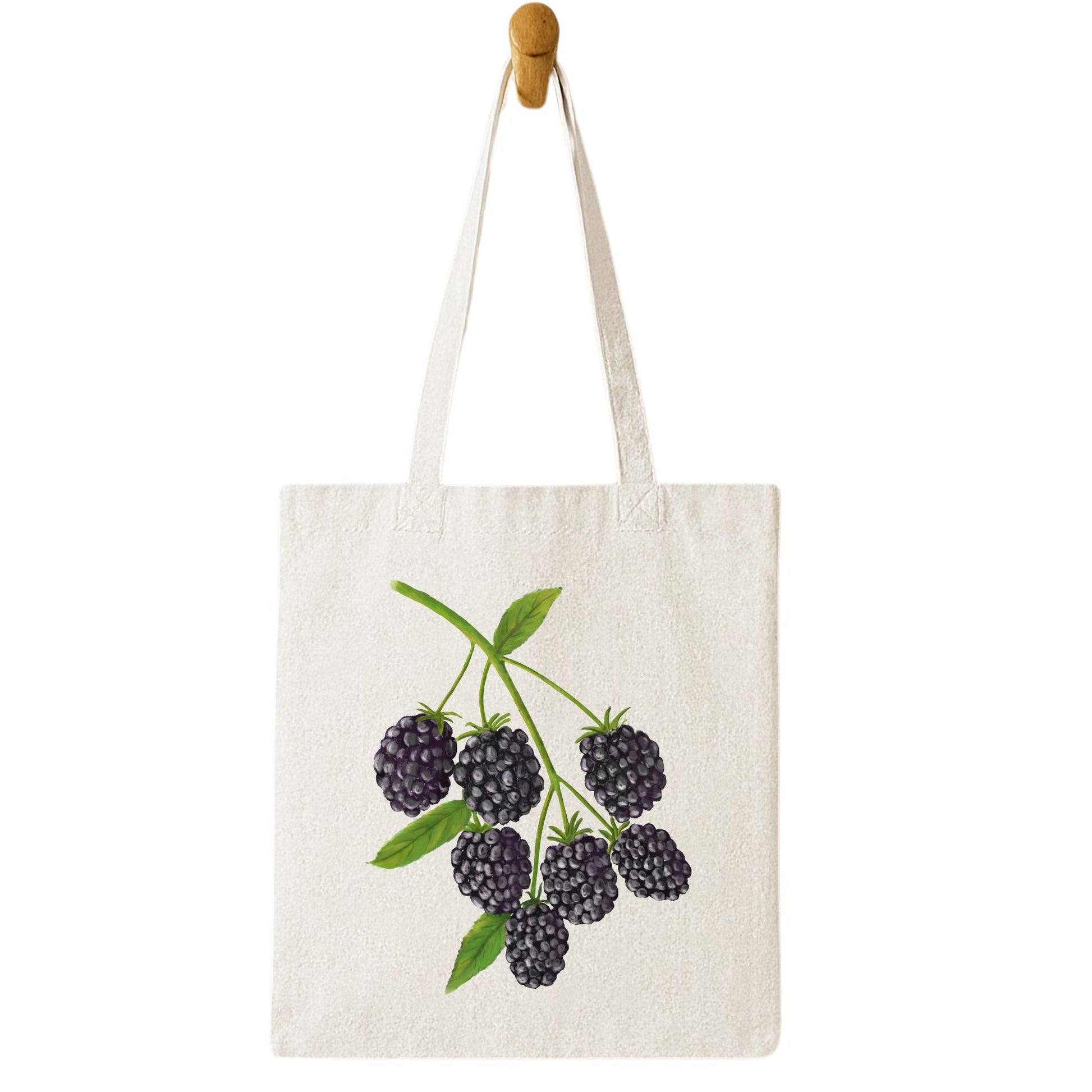 Canvas Tote Bag with Blackberry Artwork - MerikaArt