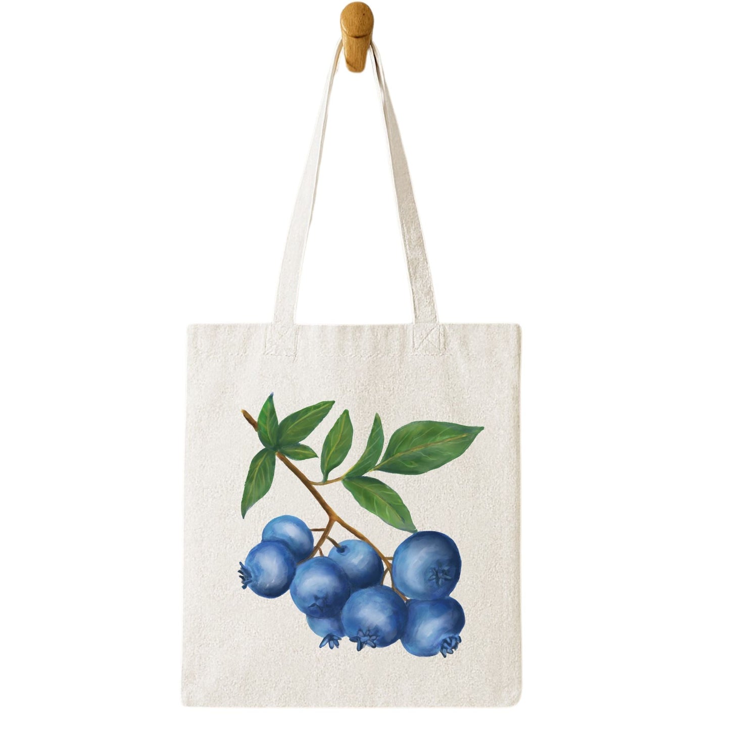 Canvas Tote Bag with Blueberry Artwork - MerikaArt