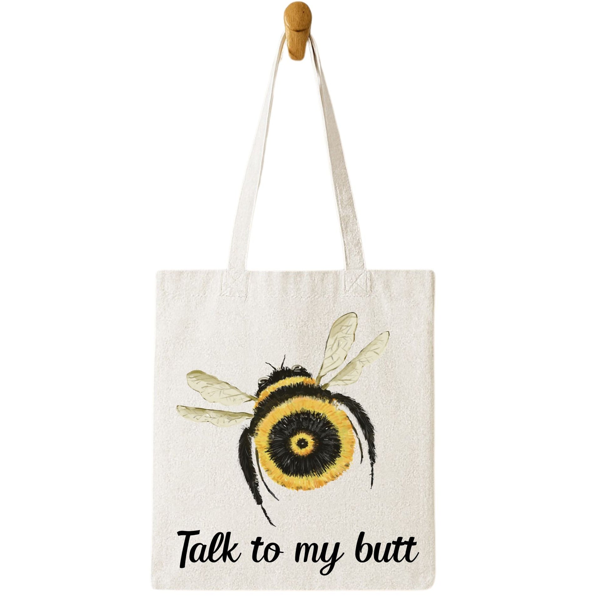 Canvas Tote Bag with Bumblebee Illustration - MerikaArt
