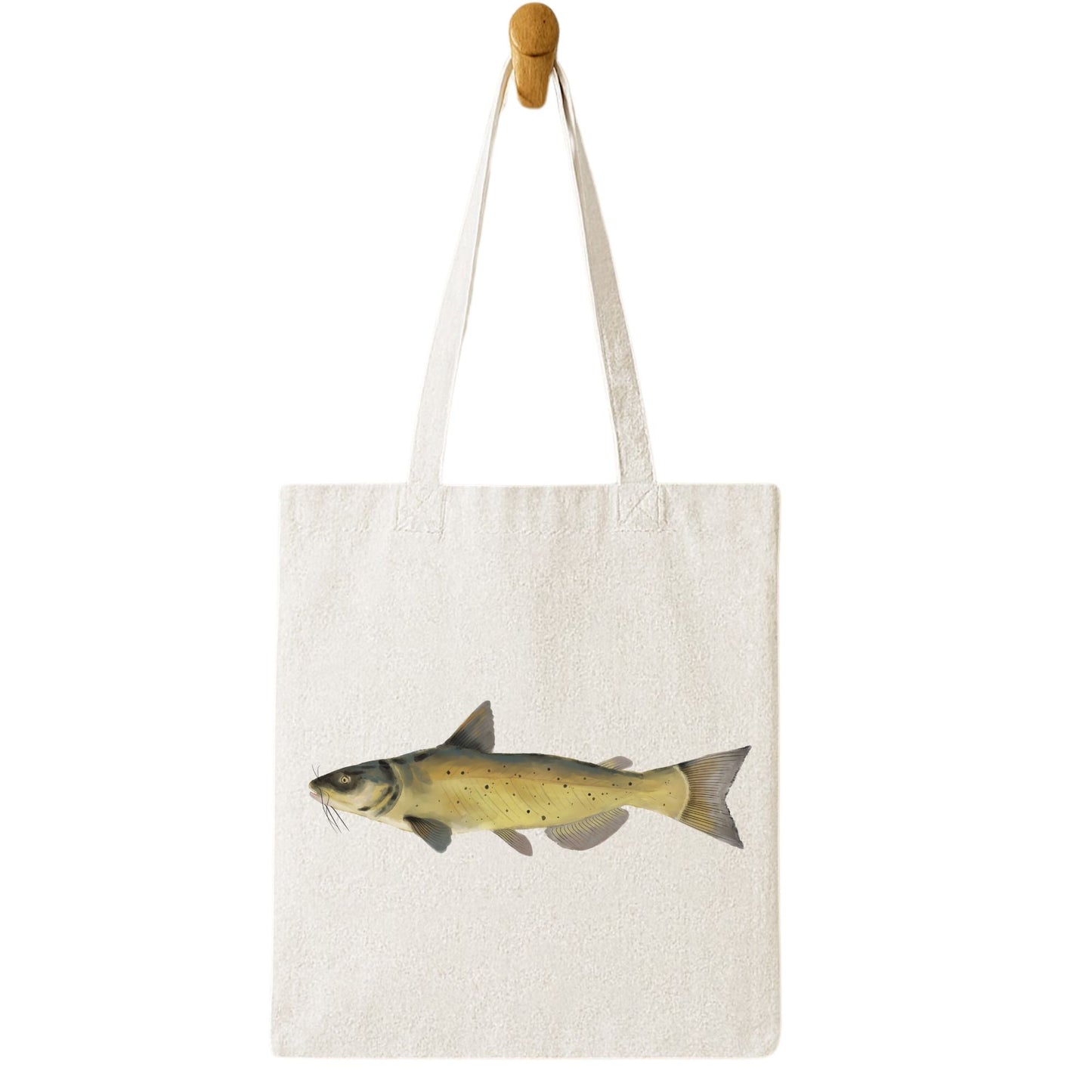 Canvas Tote Bag with Catfish Illustration - MerikaArt