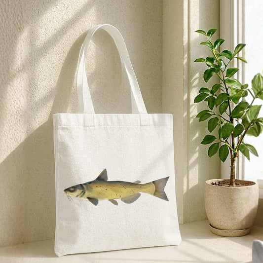 Canvas Tote Bag with Catfish Illustration - MerikaArt