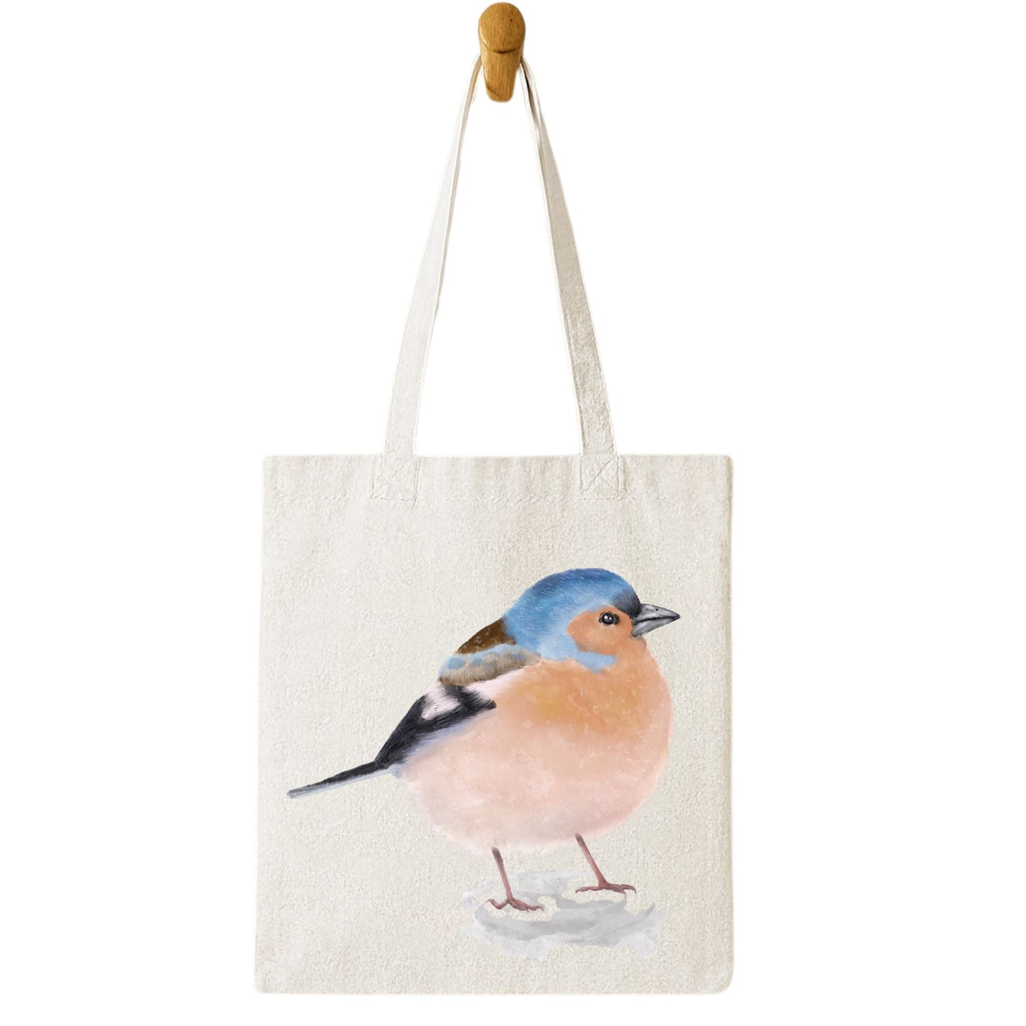 Canvas Tote Bag with Chaffinch Illustration - MerikaArt