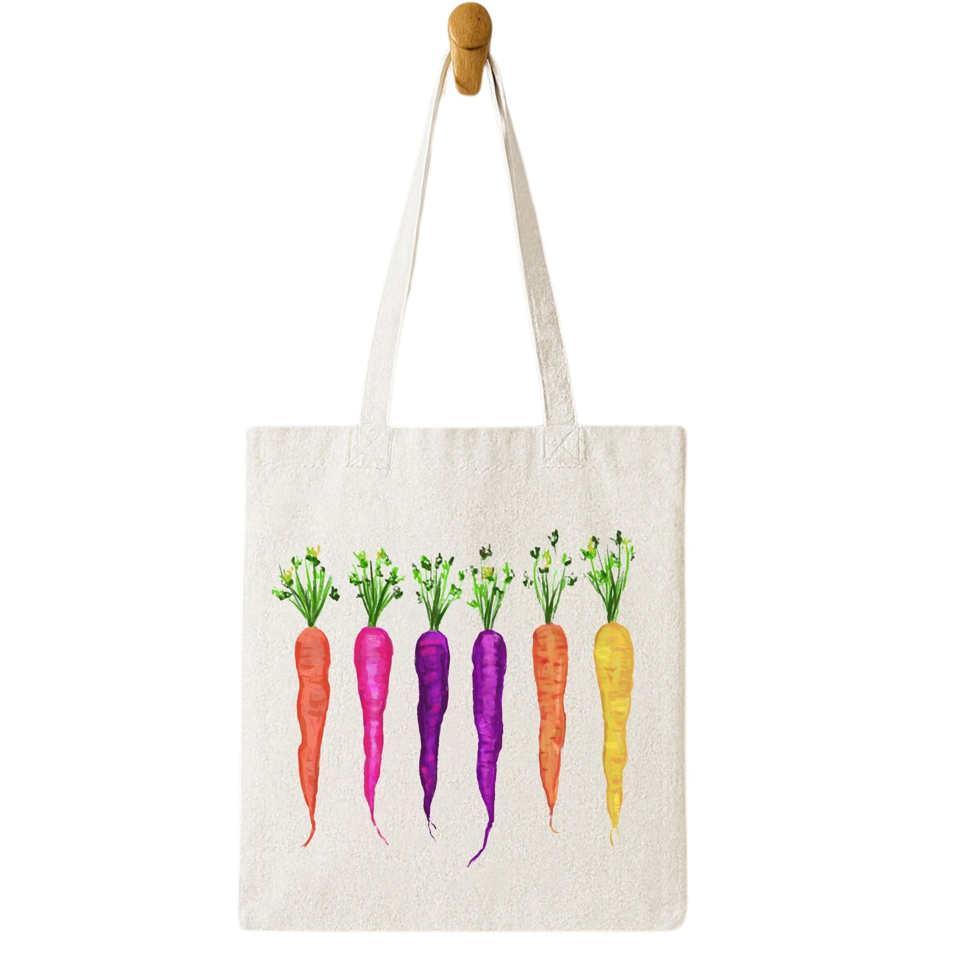 Canvas Tote Bag with Colorful Carrot Artwork - MerikaArt