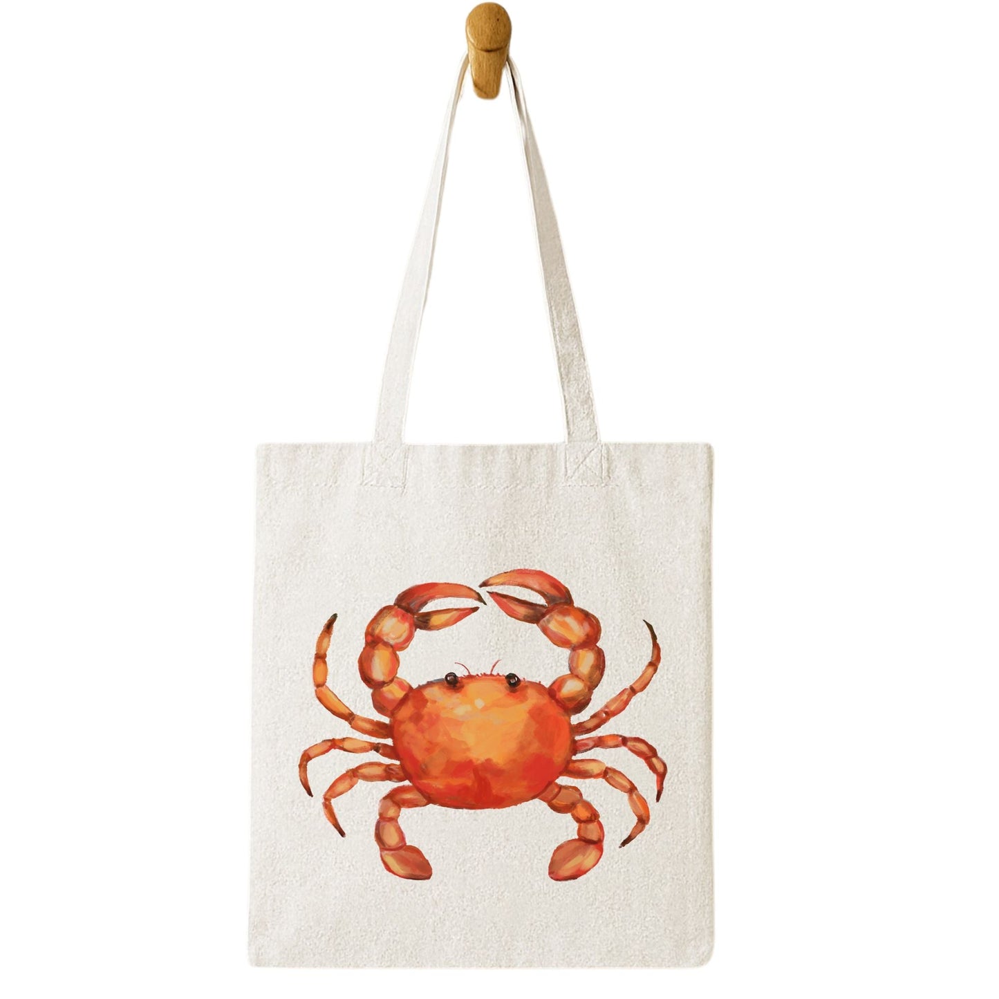 Canvas Tote Bag with Crab Illustration - MerikaArt