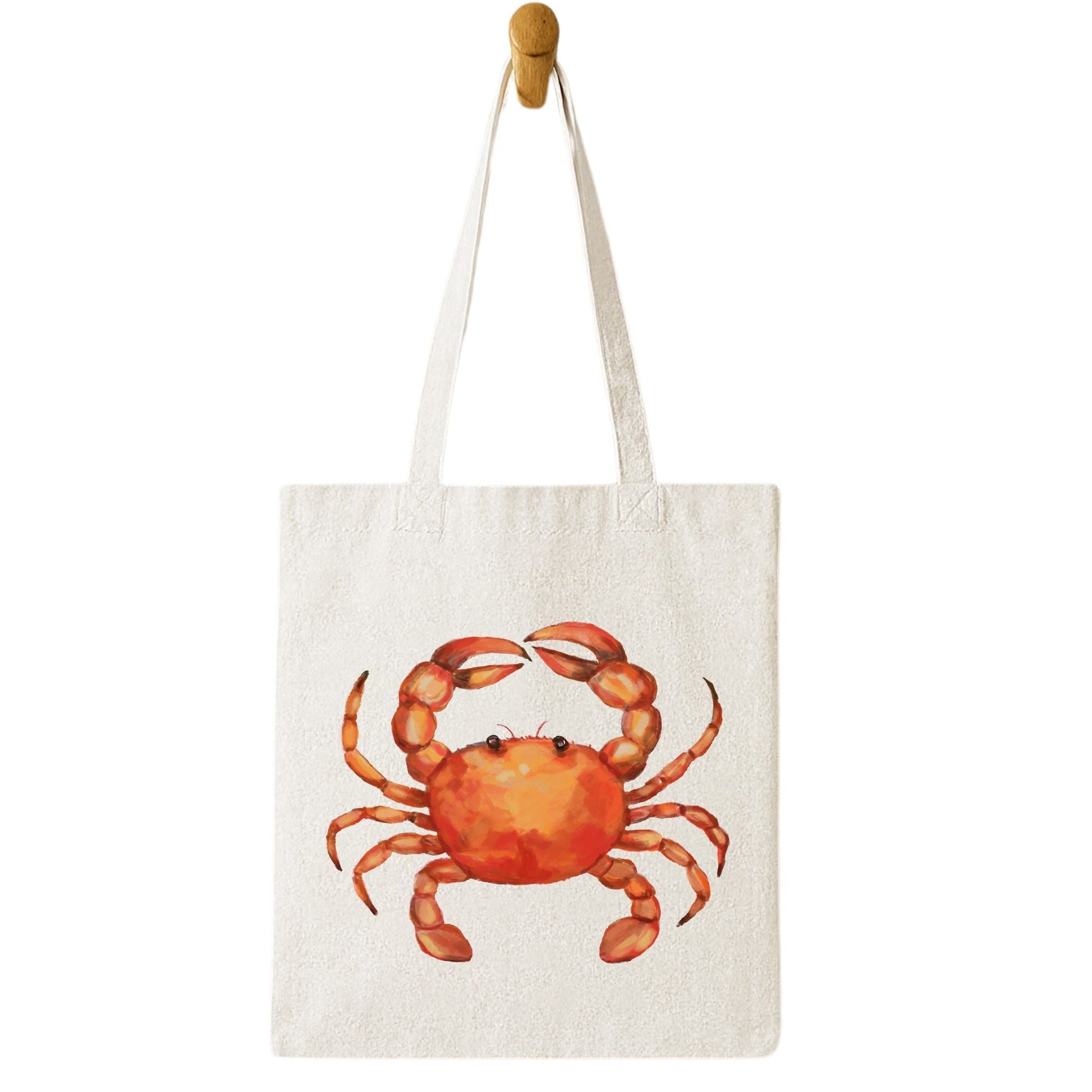 Canvas Tote Bag with Crab Illustration - MerikaArt