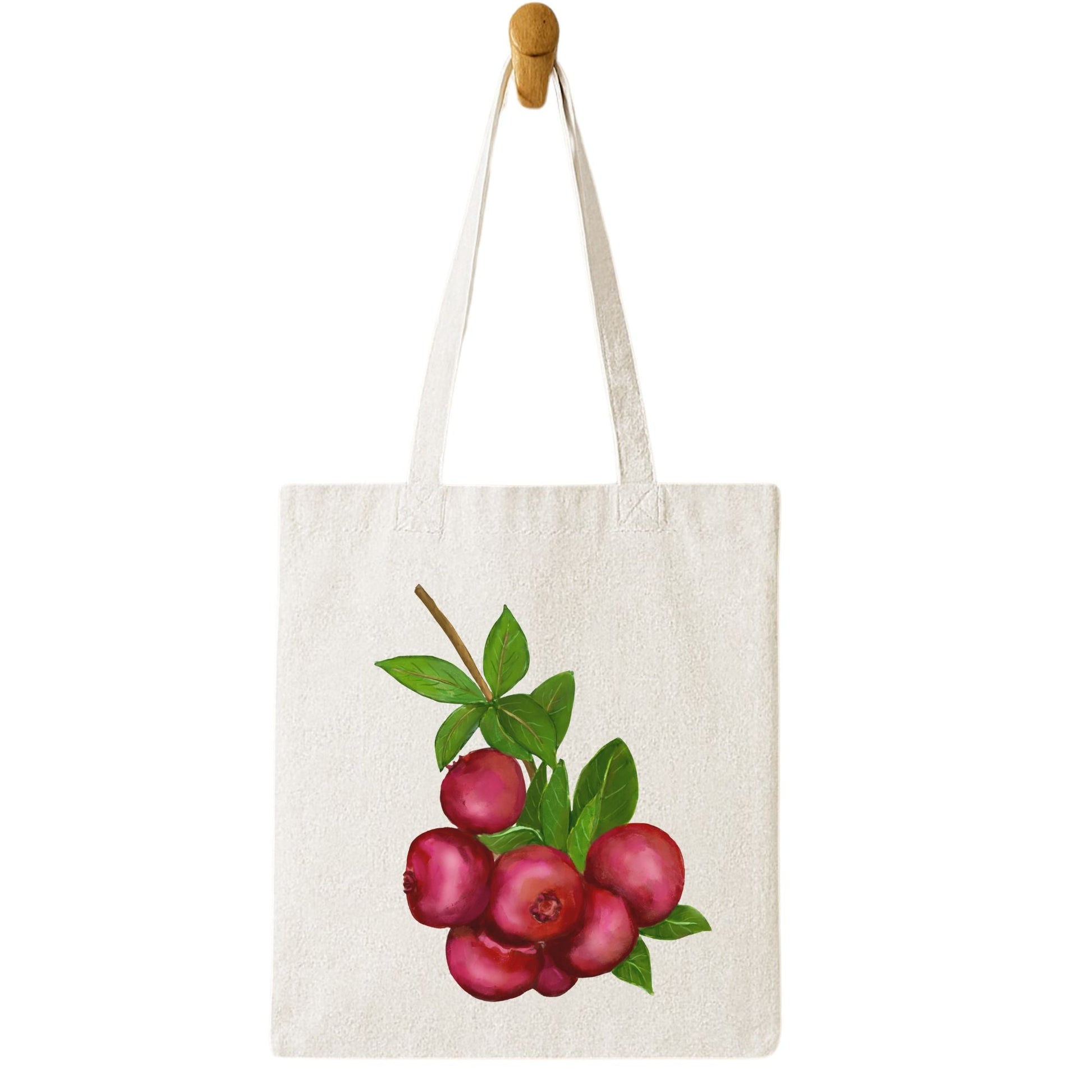 Canvas Tote Bag with Cranberry Artwork - MerikaArt