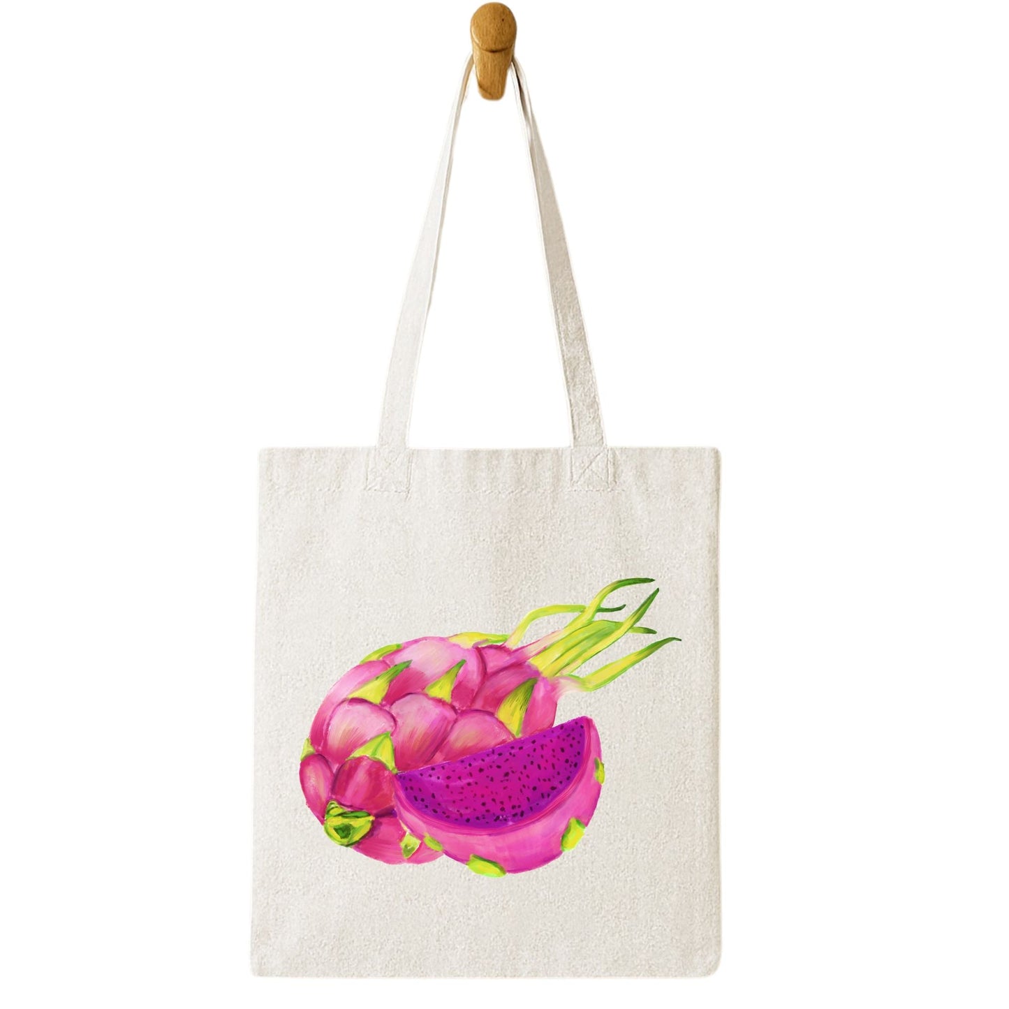 Canvas Tote Bag with Dragon Fruit Artwork - MerikaArt