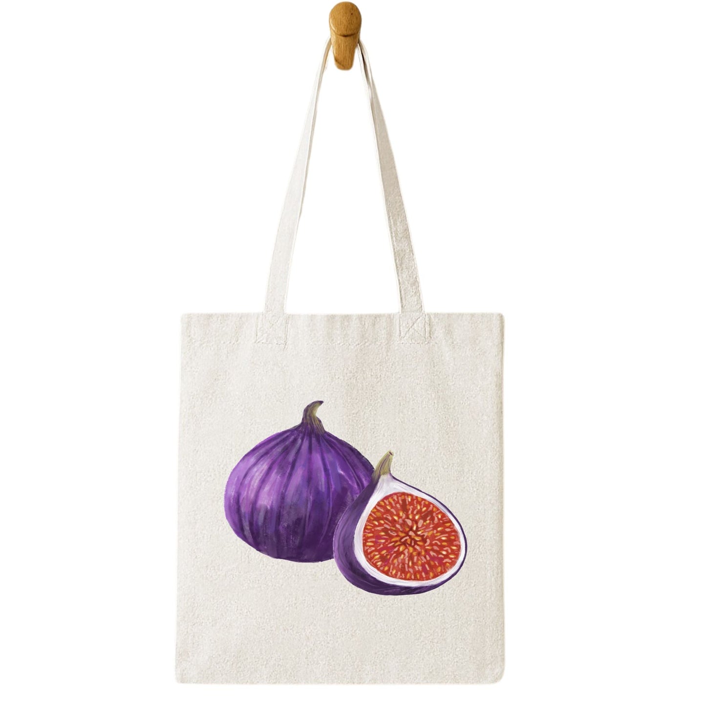 Canvas Tote Bag with Fig Artwork - MerikaArt