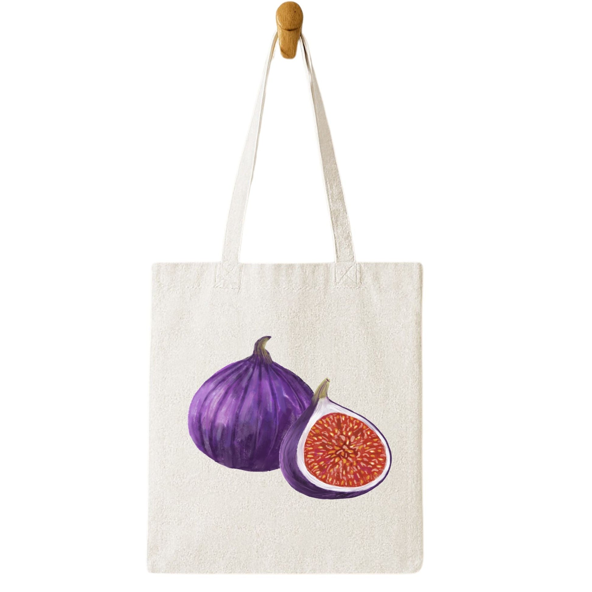 Canvas Tote Bag with Fig Artwork - MerikaArt