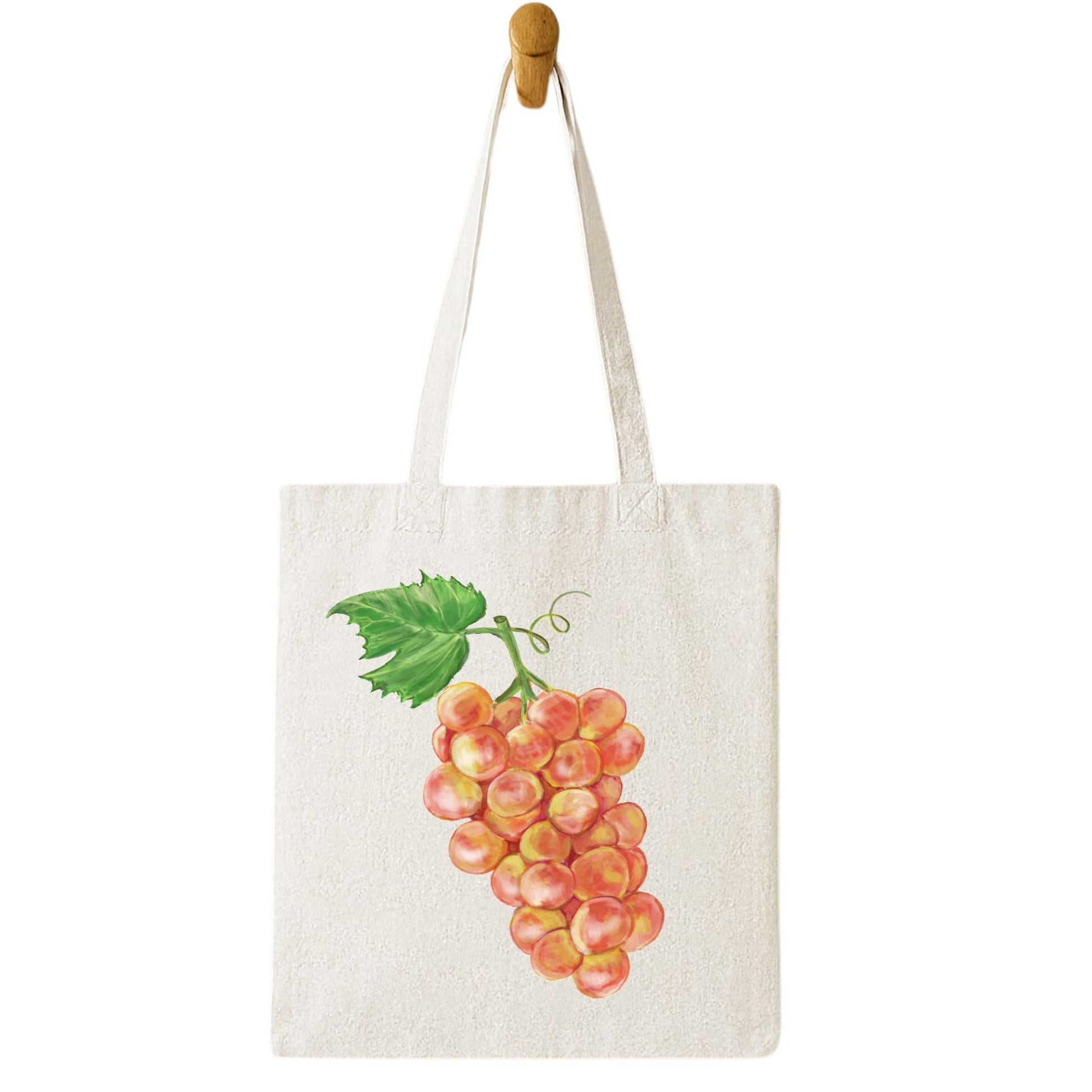 Canvas Tote Bag with Grape Artwork - MerikaArt