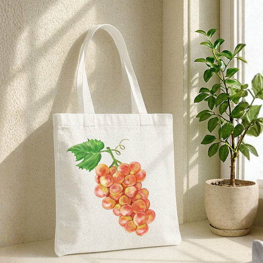 Canvas Tote Bag with Grape Artwork - MerikaArt