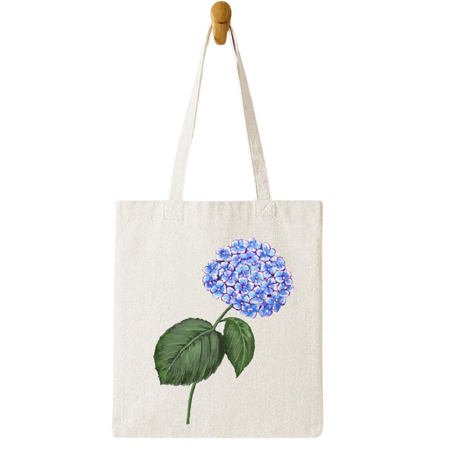 Canvas Tote Bag with Hydrangea Artwork - MerikaArt