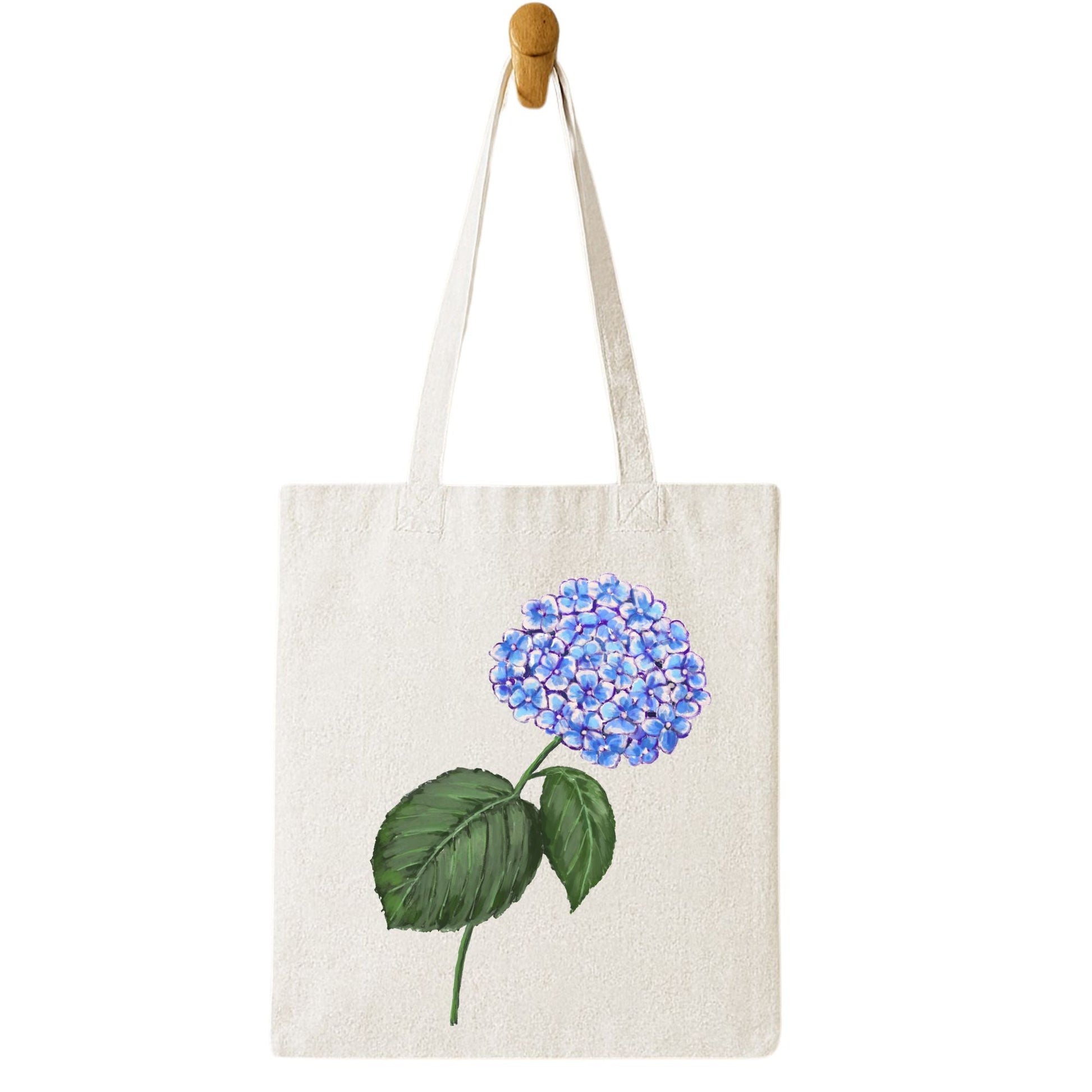 Canvas Tote Bag with Hydrangea Artwork - MerikaArt