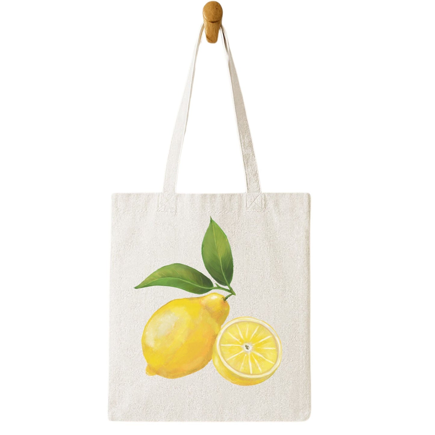 Canvas Tote Bag with Lemon Artwork - MerikaArt
