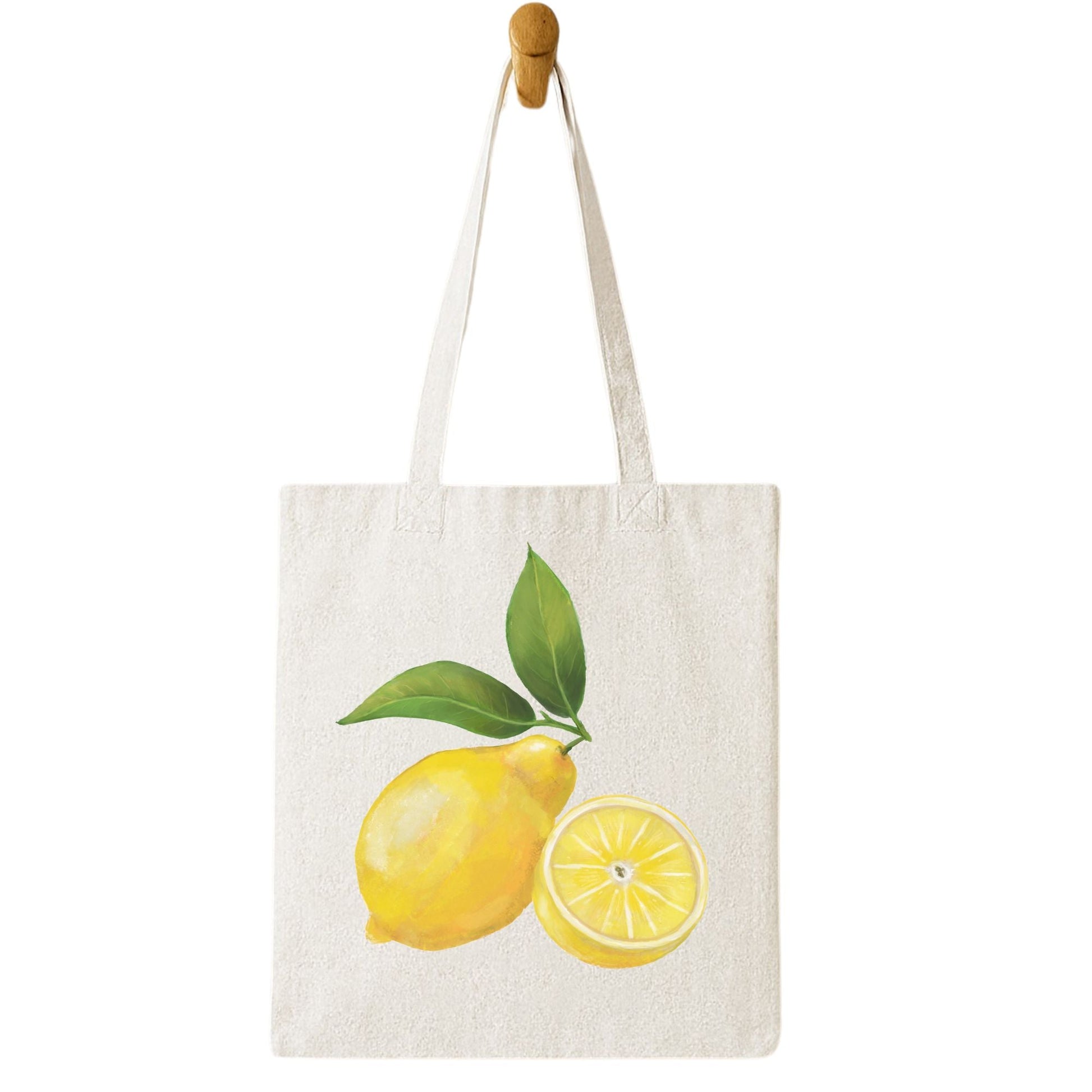 Canvas Tote Bag with Lemon Artwork - MerikaArt