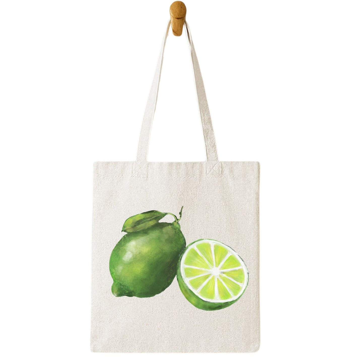 Canvas Tote Bag with Lime Artwork - MerikaArt