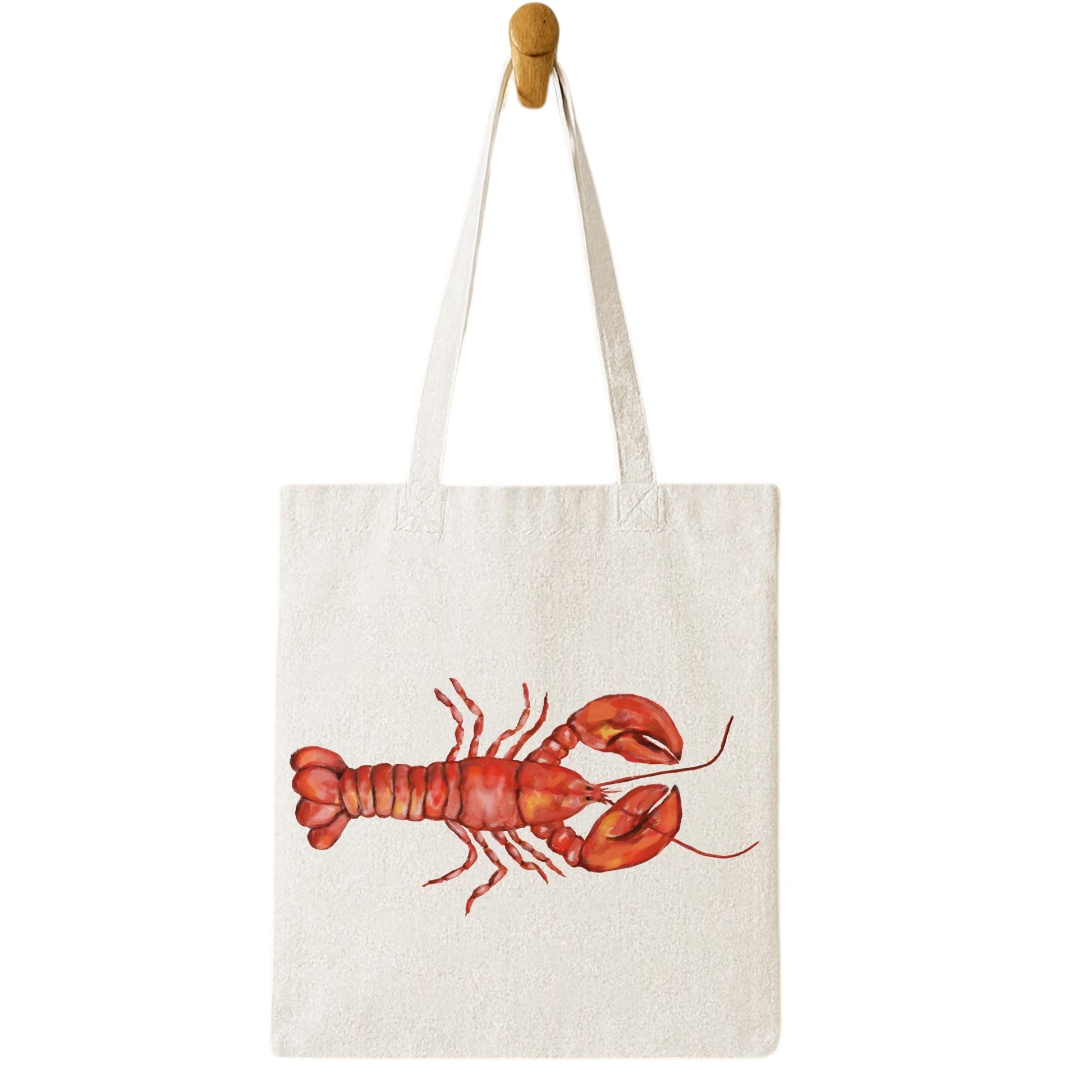 Canvas Tote Bag with Lobster Illustration - MerikaArt