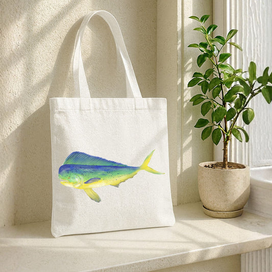 Canvas Tote Bag with Mahi - Mahi Illustration - MerikaArt
