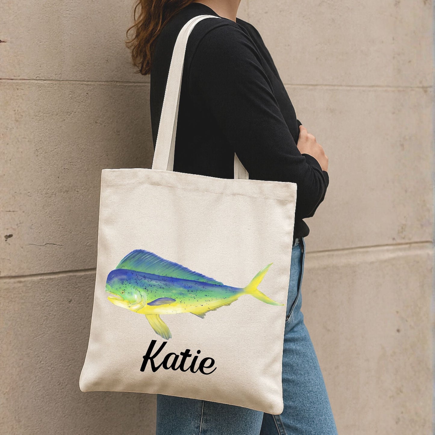 Canvas Tote Bag with Mahi - Mahi Illustration - MerikaArt