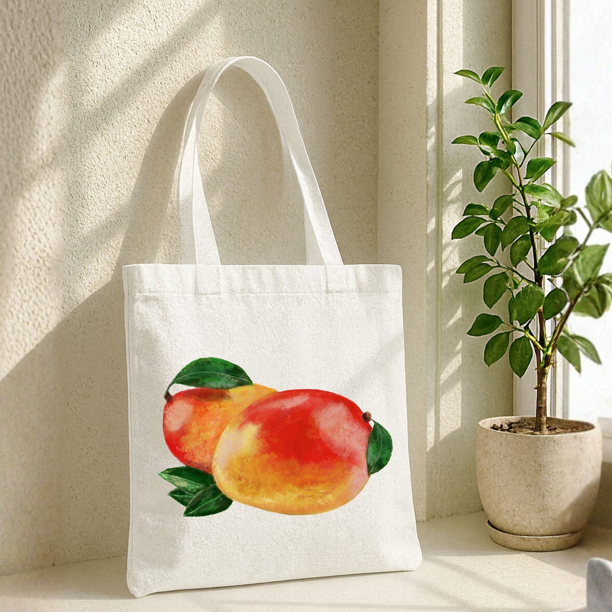 Canvas Tote Bag with Mango Artwork - MerikaArt