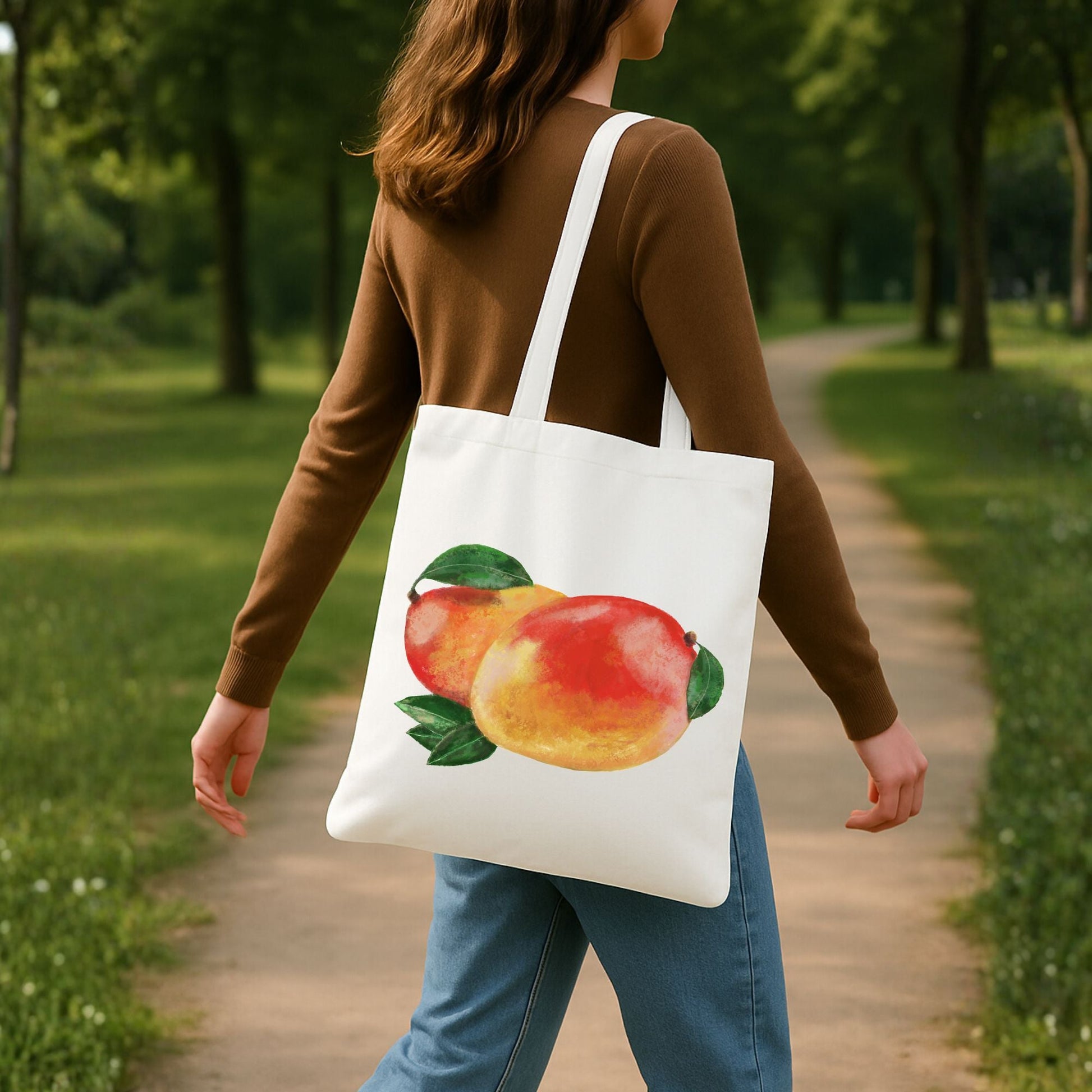 Canvas Tote Bag with Mango Artwork - MerikaArt