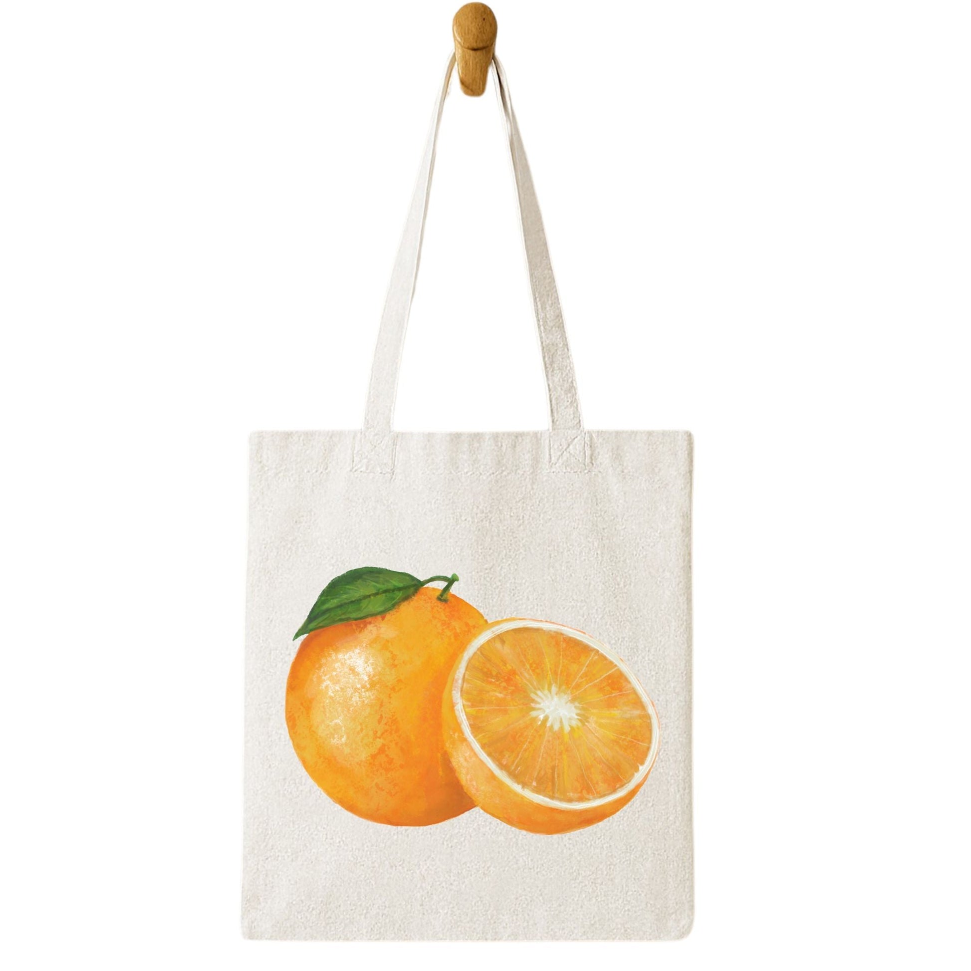 Canvas Tote Bag with Orange Artwork - MerikaArt
