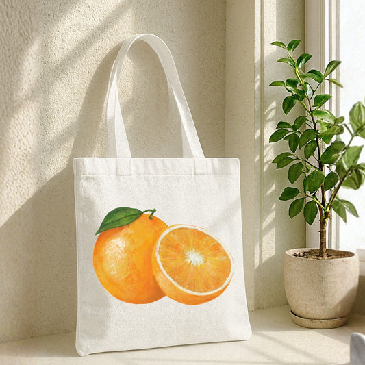 Canvas Tote Bag with Orange Artwork - MerikaArt