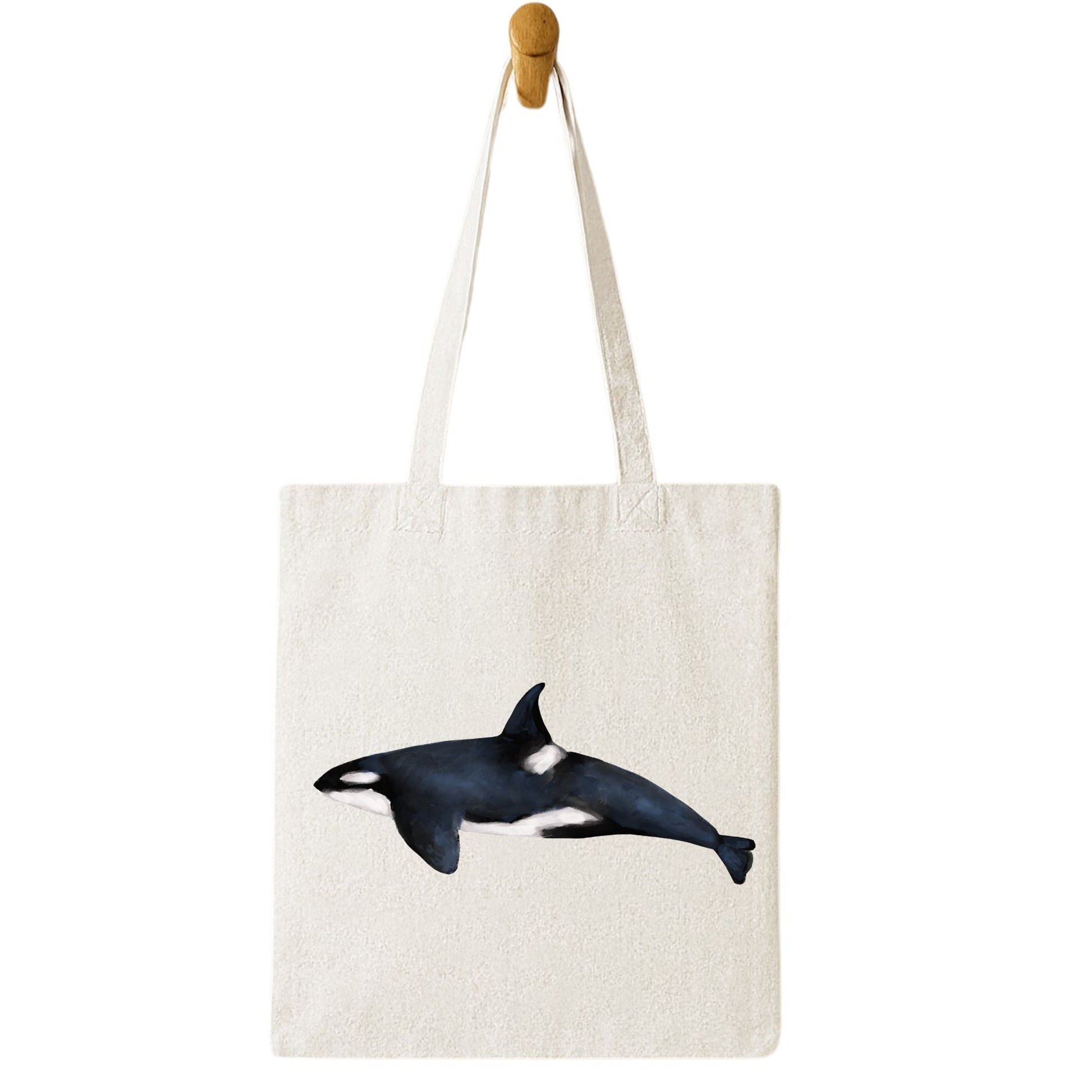 Canvas Tote Bag with Orca Illustration - MerikaArt