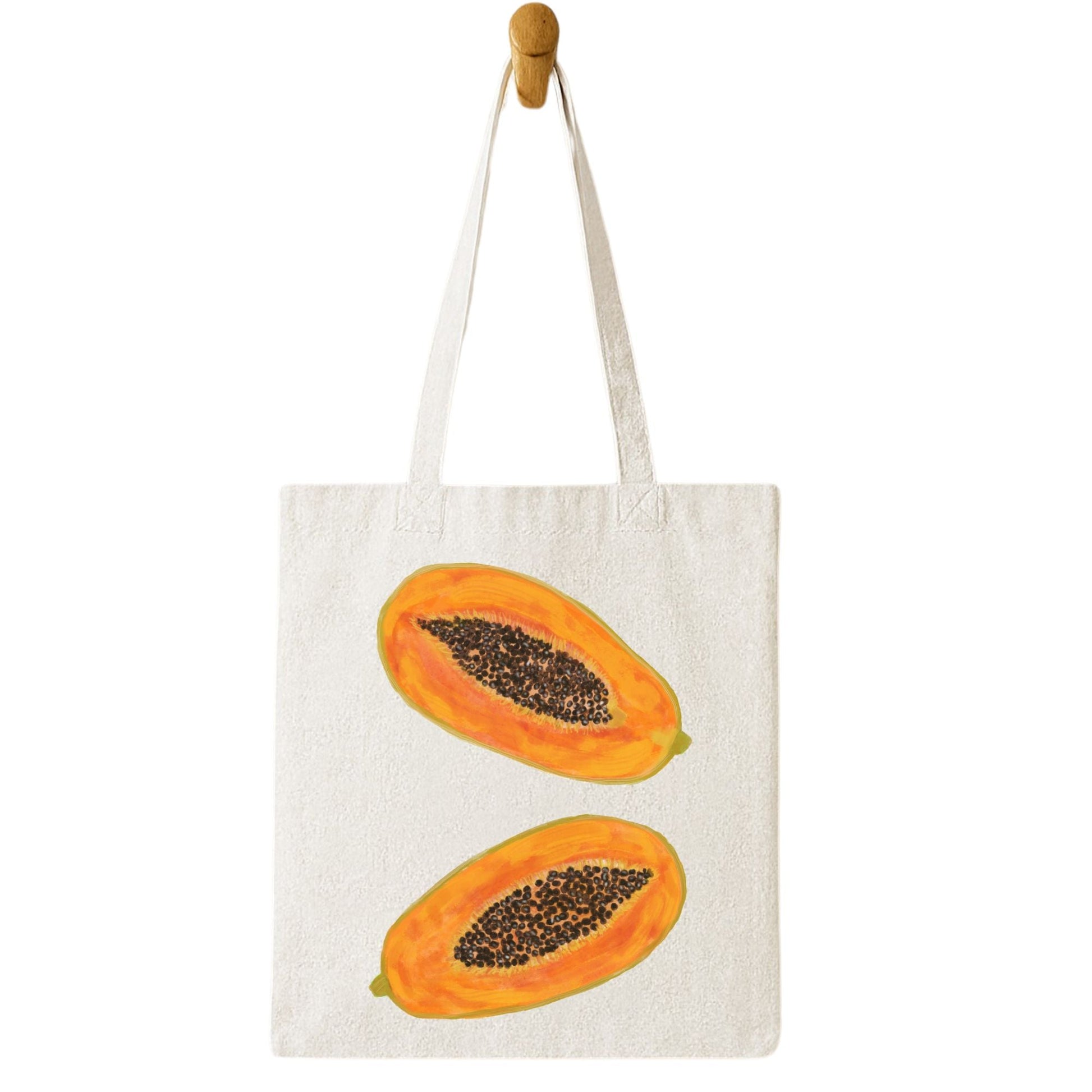 Canvas Tote Bag with Papaya Artwork - MerikaArt