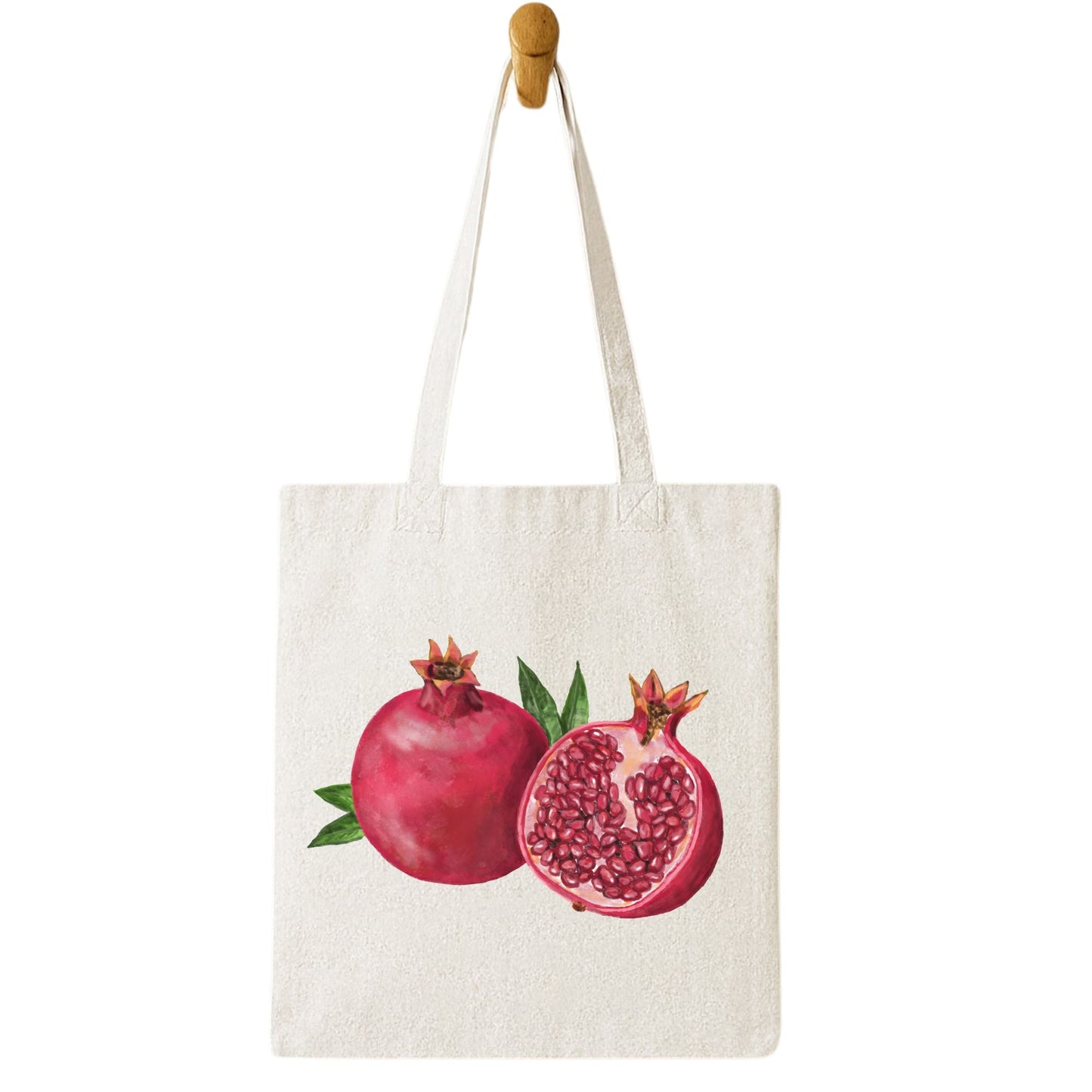 Canvas Tote Bag with Pomegranate Artwork - MerikaArt