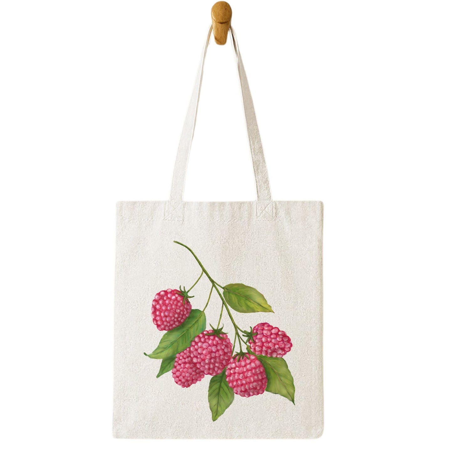 Canvas Tote Bag with Raspberry Artwork - MerikaArt