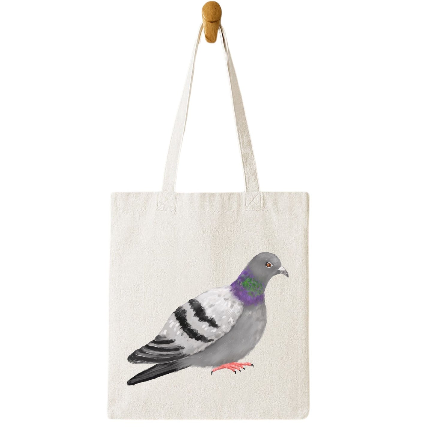 Canvas Tote Bag with Rock Pigeon Artwork - MerikaArt