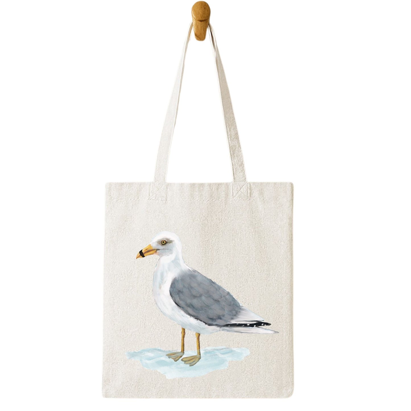 Canvas Tote Bag with Seagull Artwork - MerikaArt