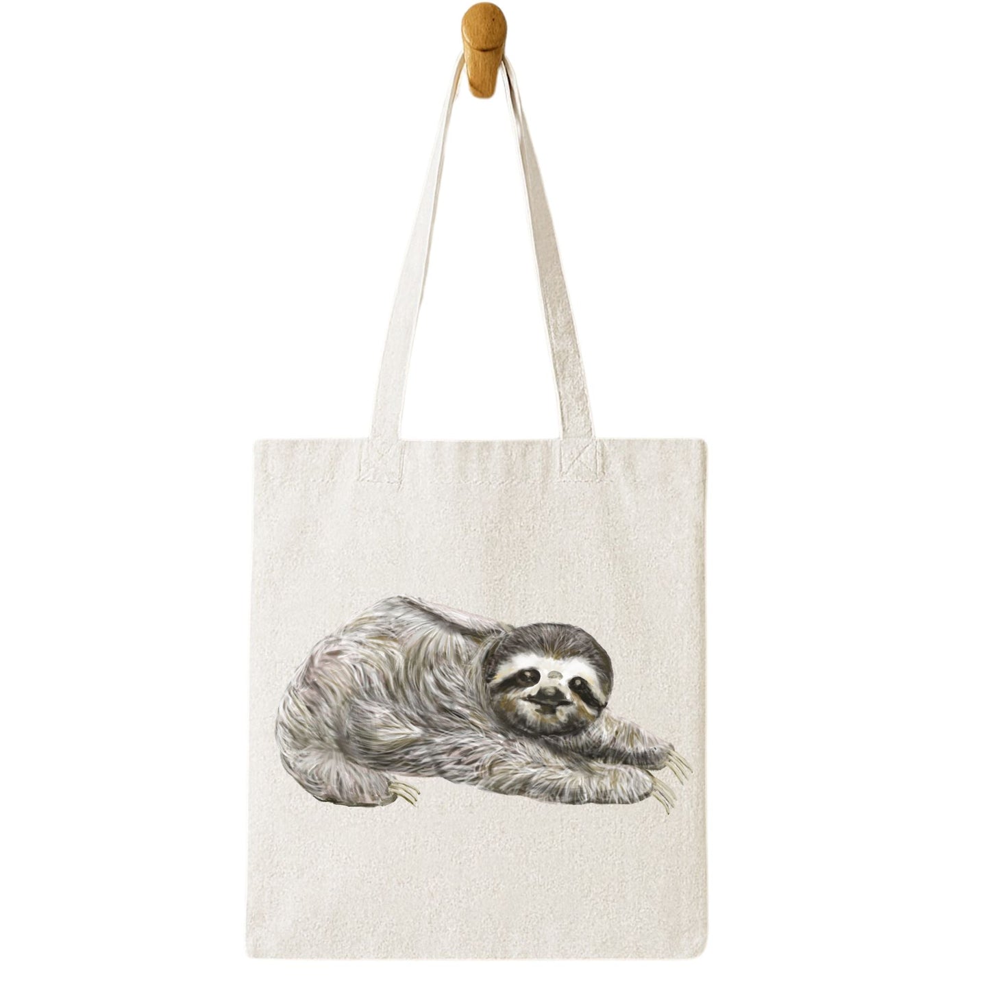 Canvas Tote Bag with Sleeping Sloth Illustration - MerikaArt