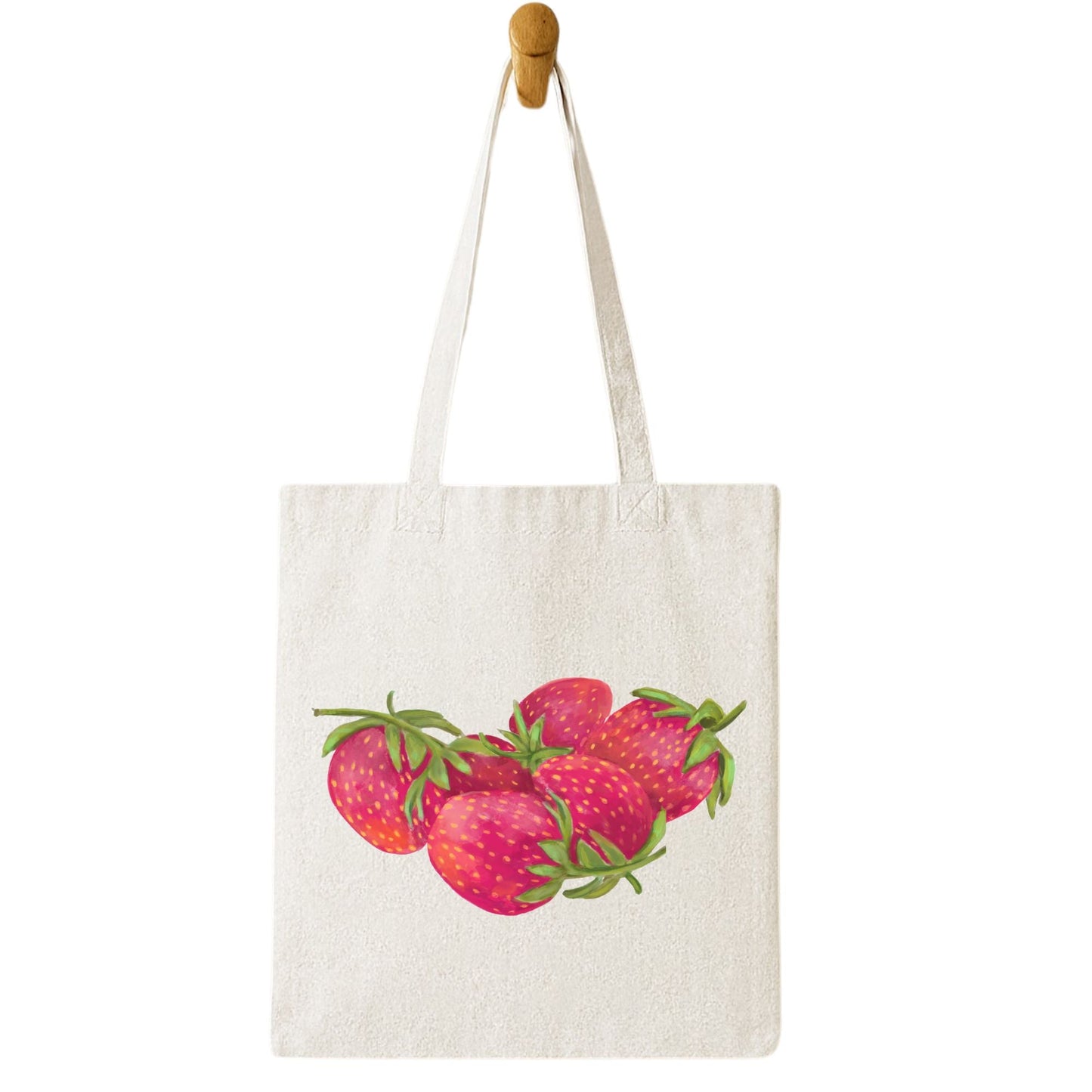 Canvas Tote Bag with Strawberry Artwork - MerikaArt