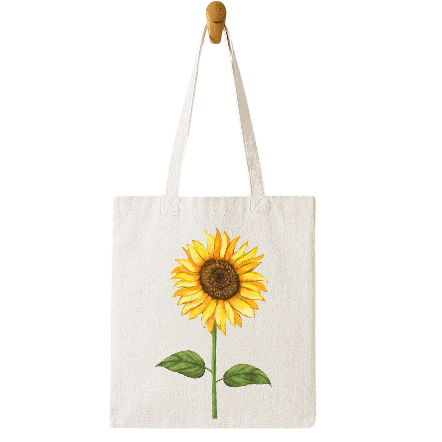 Canvas Tote Bag with Sunflower Artwork - MerikaArt
