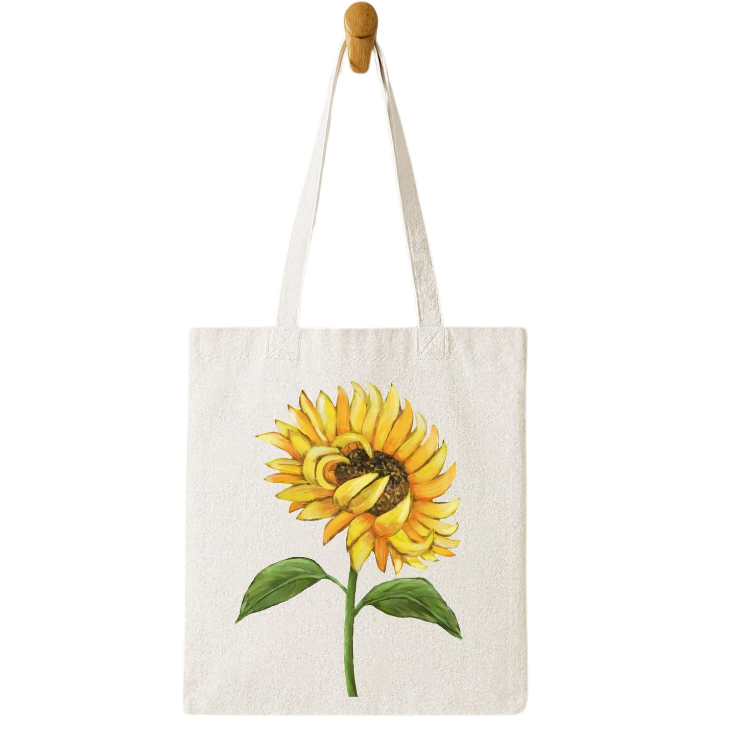 Canvas Tote Bag with Sunflower Artwork - MerikaArt