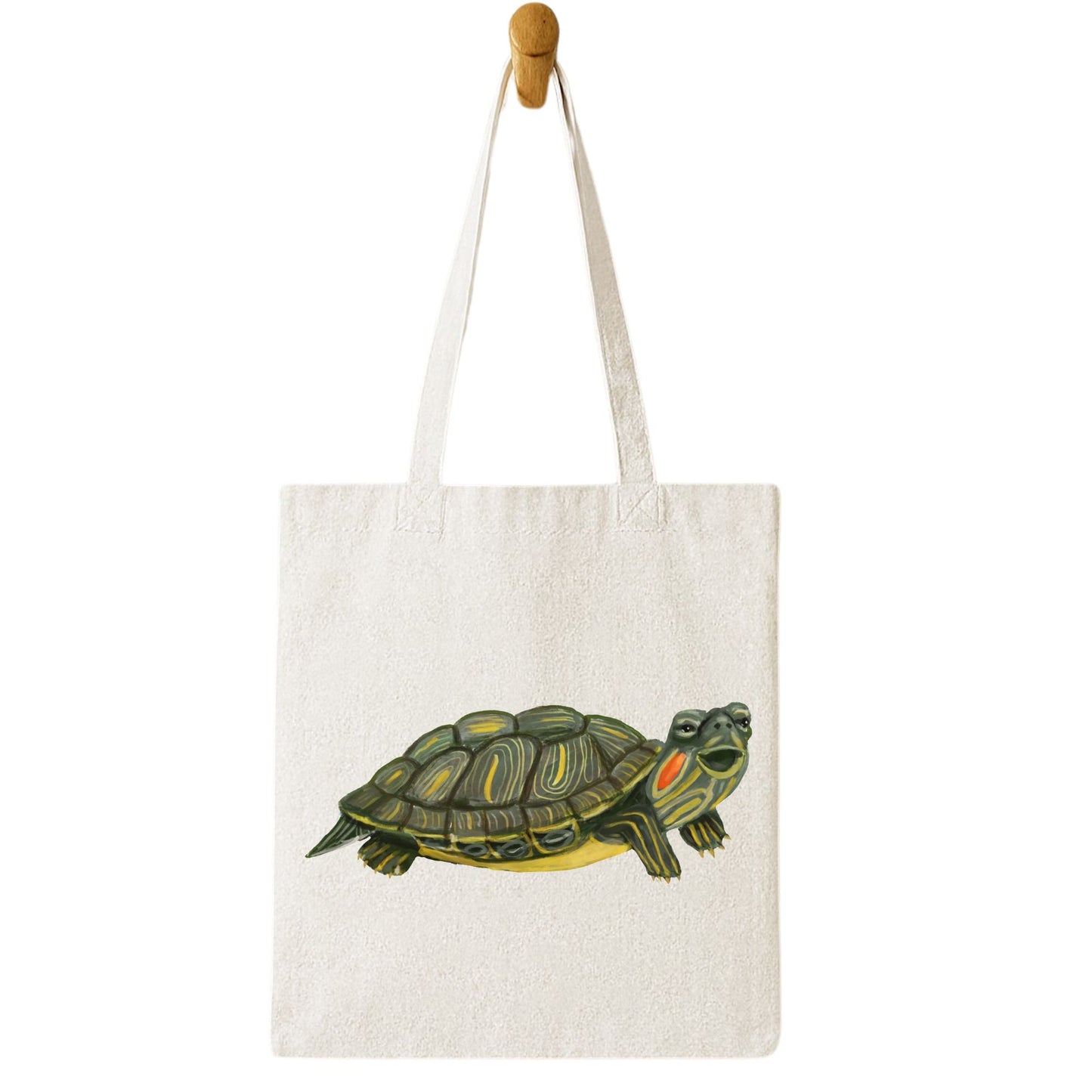 Canvas Tote Bag with Turtle Illustration - MerikaArt