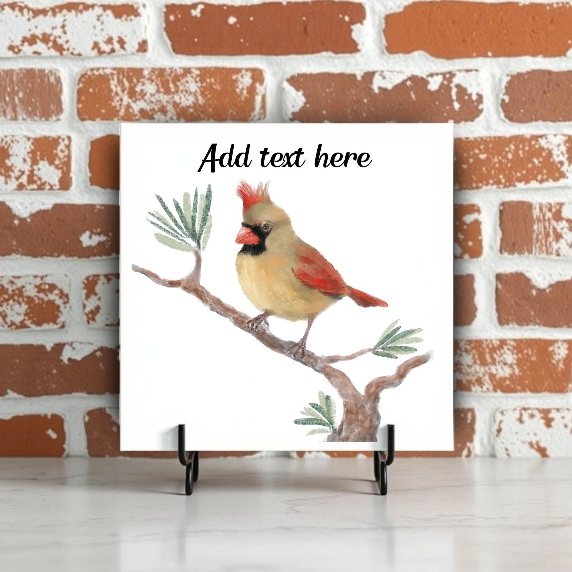 Cardinal Bird Ceramic Tile – Handcrafted Nature Art Decor - MerikaArt